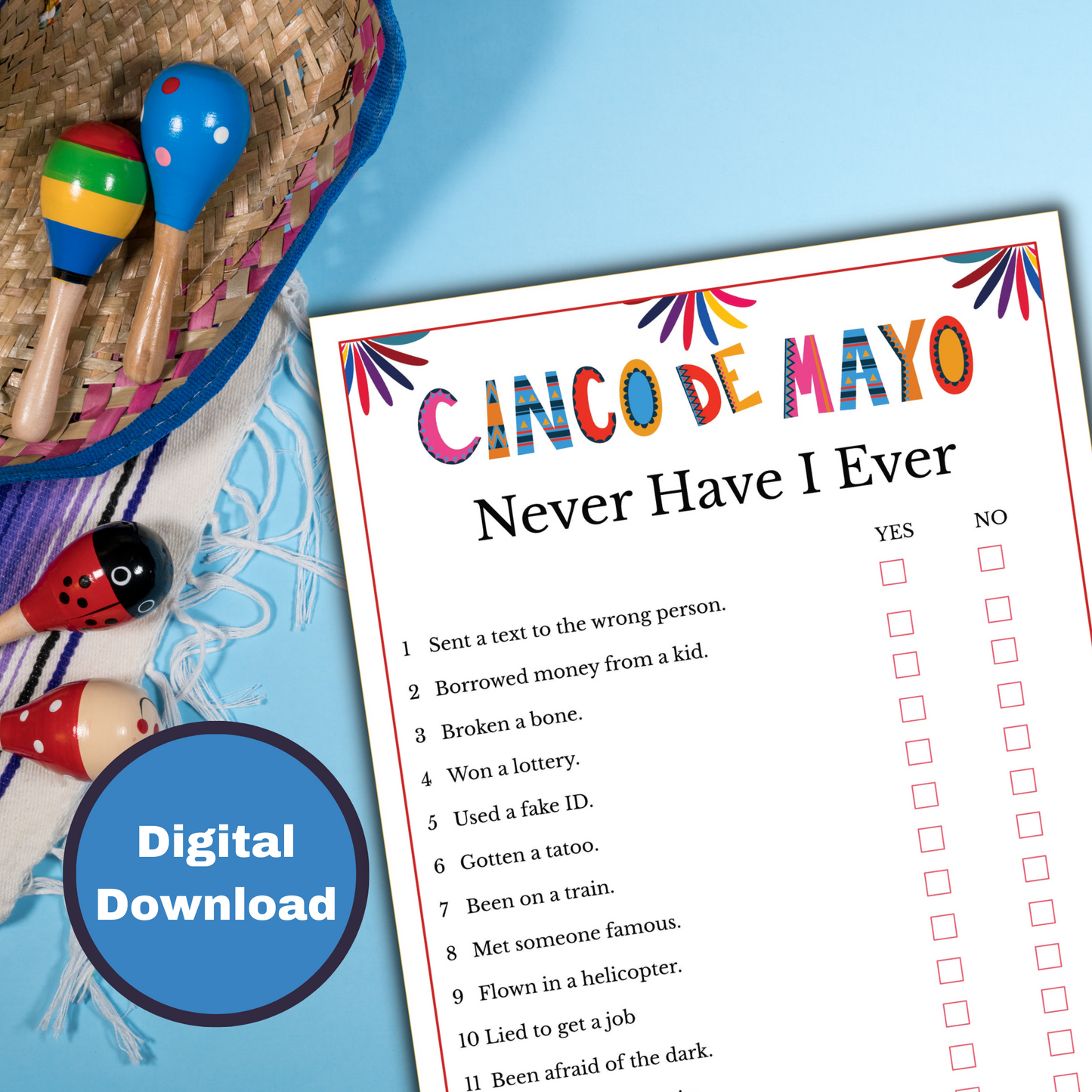 Never Have I Ever Game - Cinco de Mayo