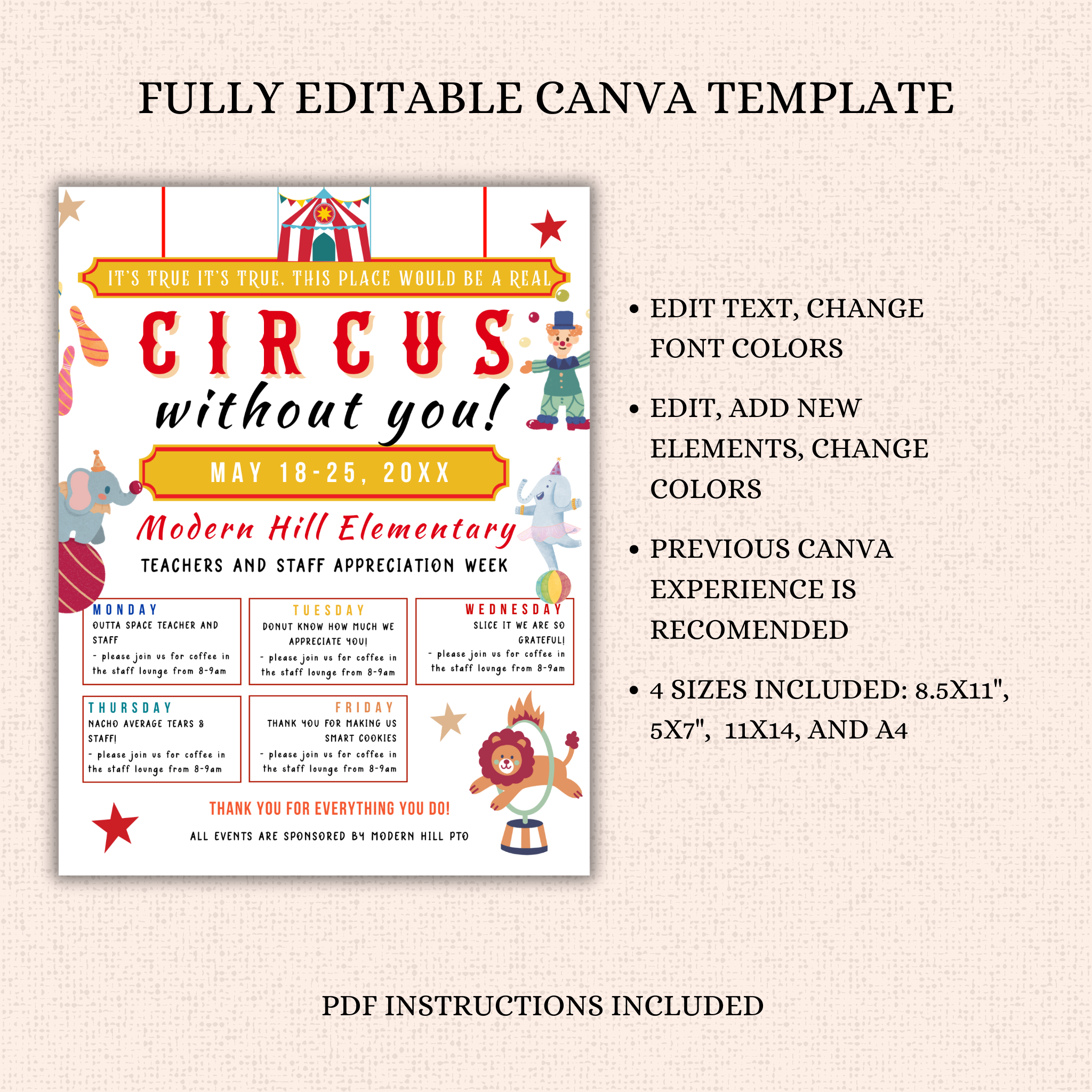 Circus Theme Teacher Appreciation Flyer