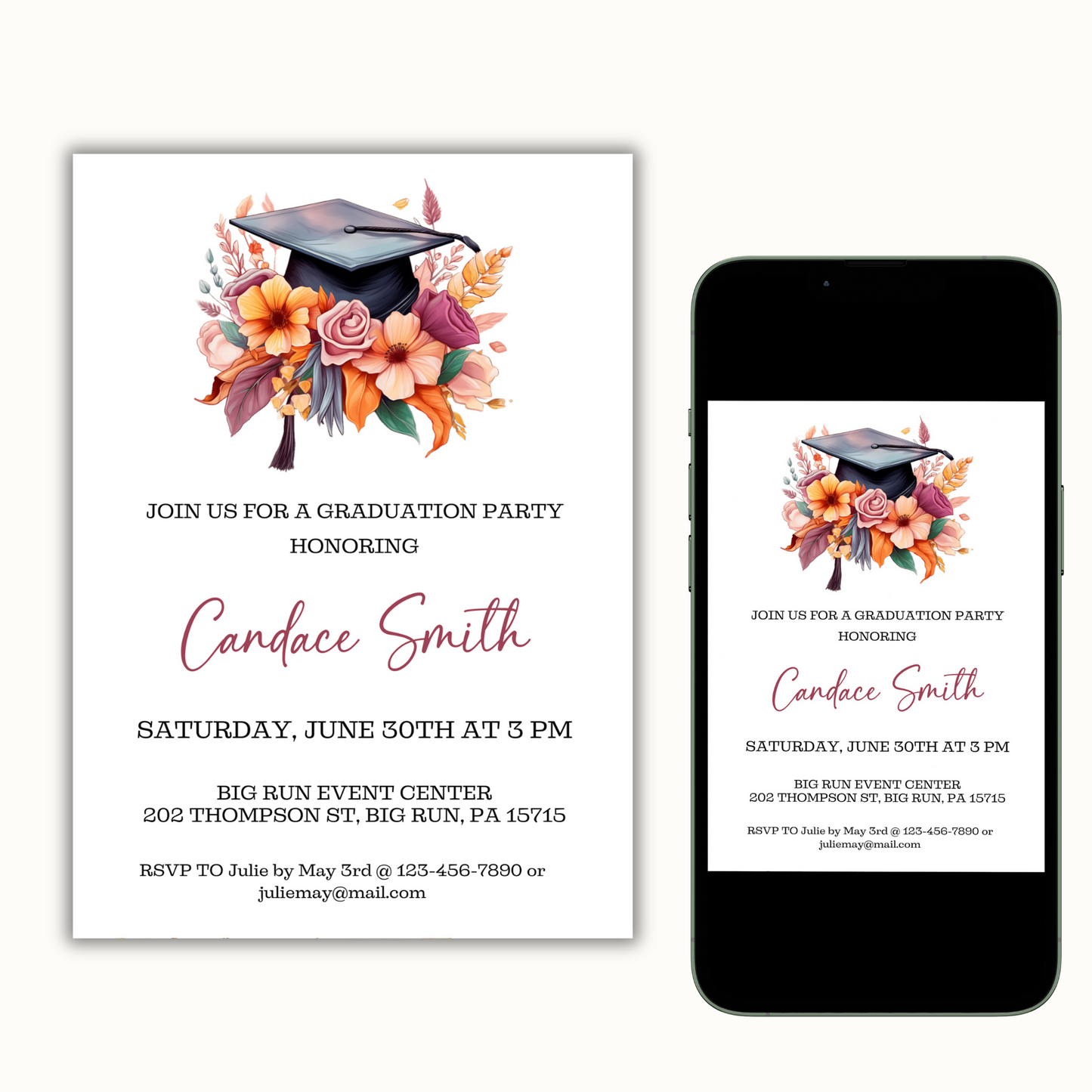 Editable Invitation Template - High School/College Grad