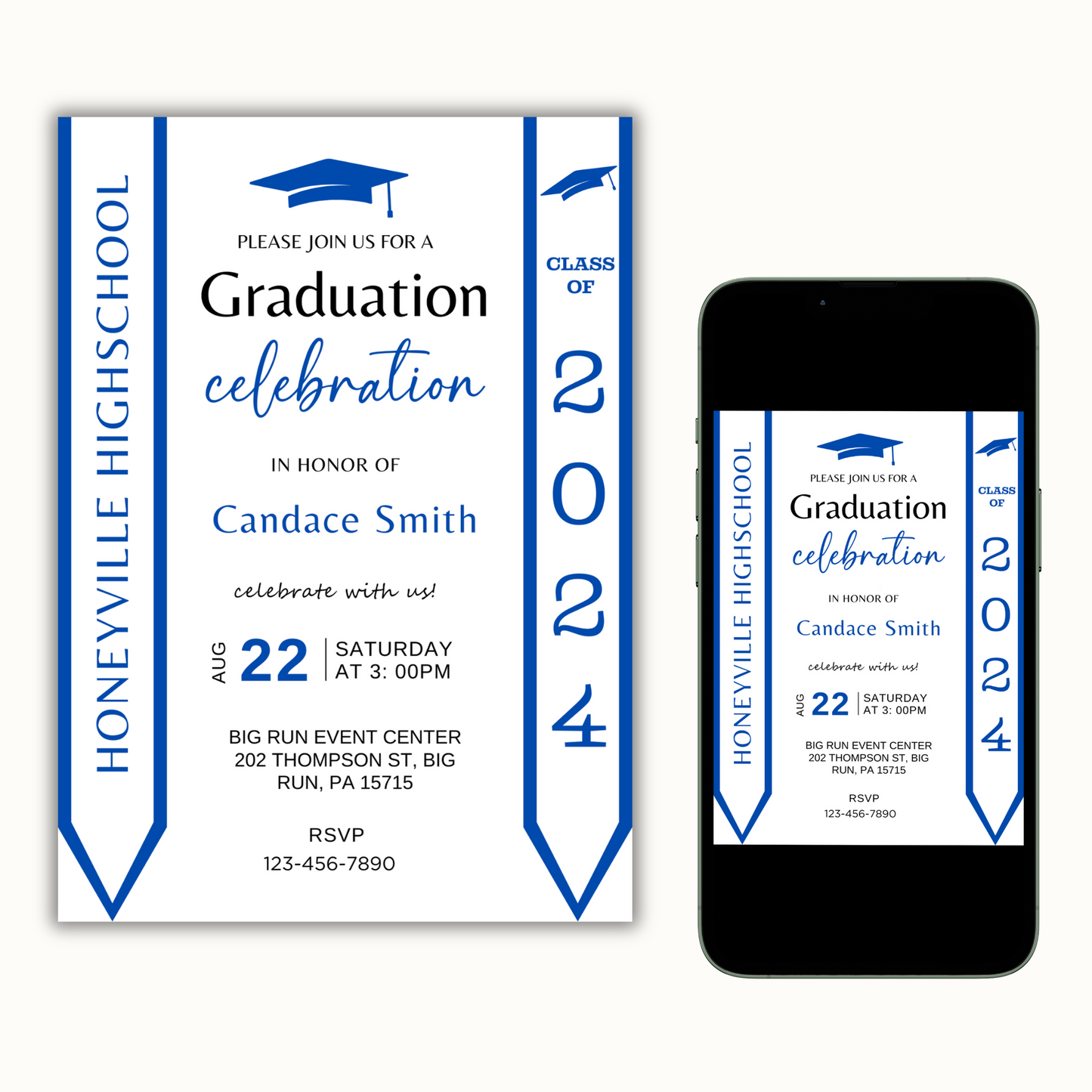 Graduation Invitation with Photo - Editable Template