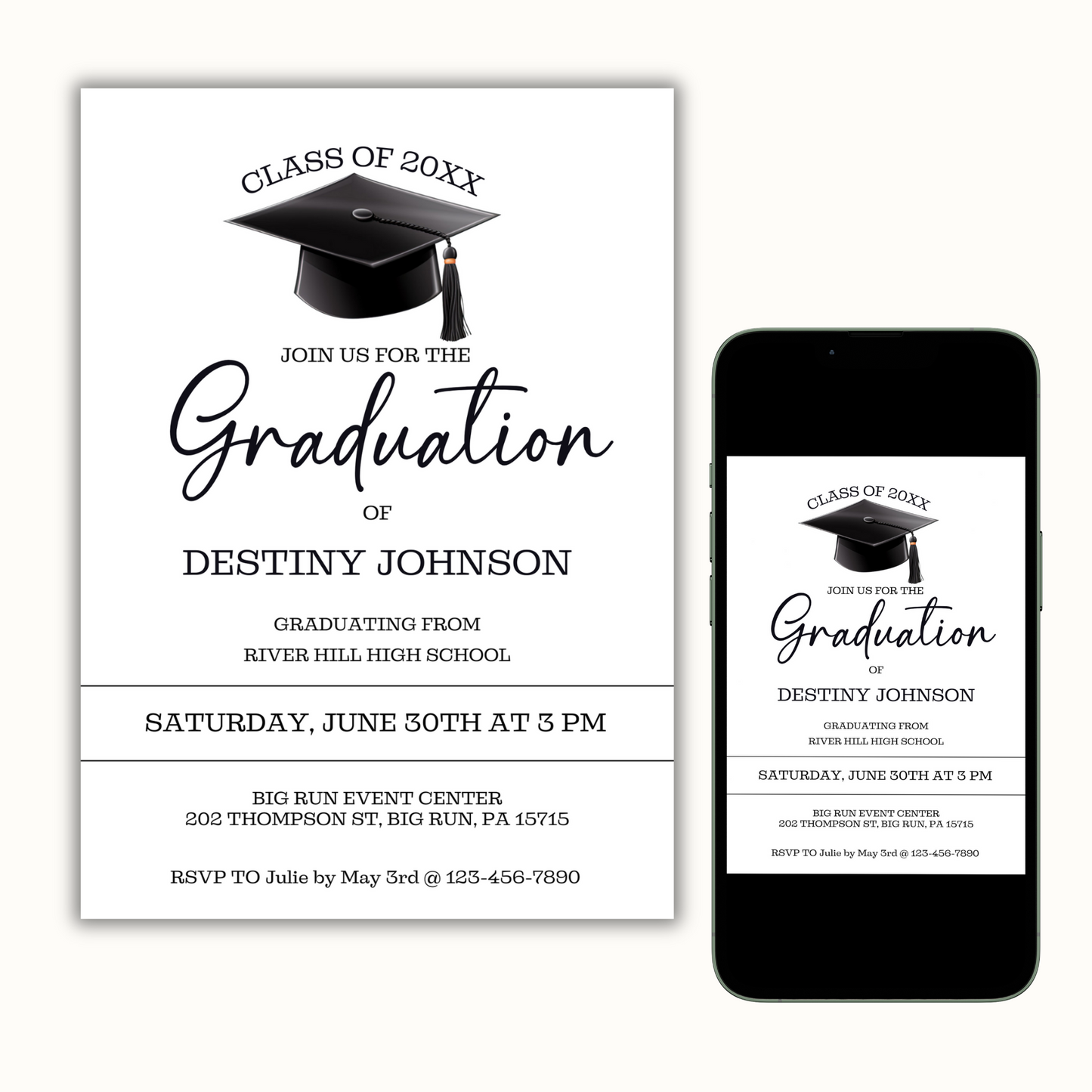 Graduation Party Invitation - Editable Template