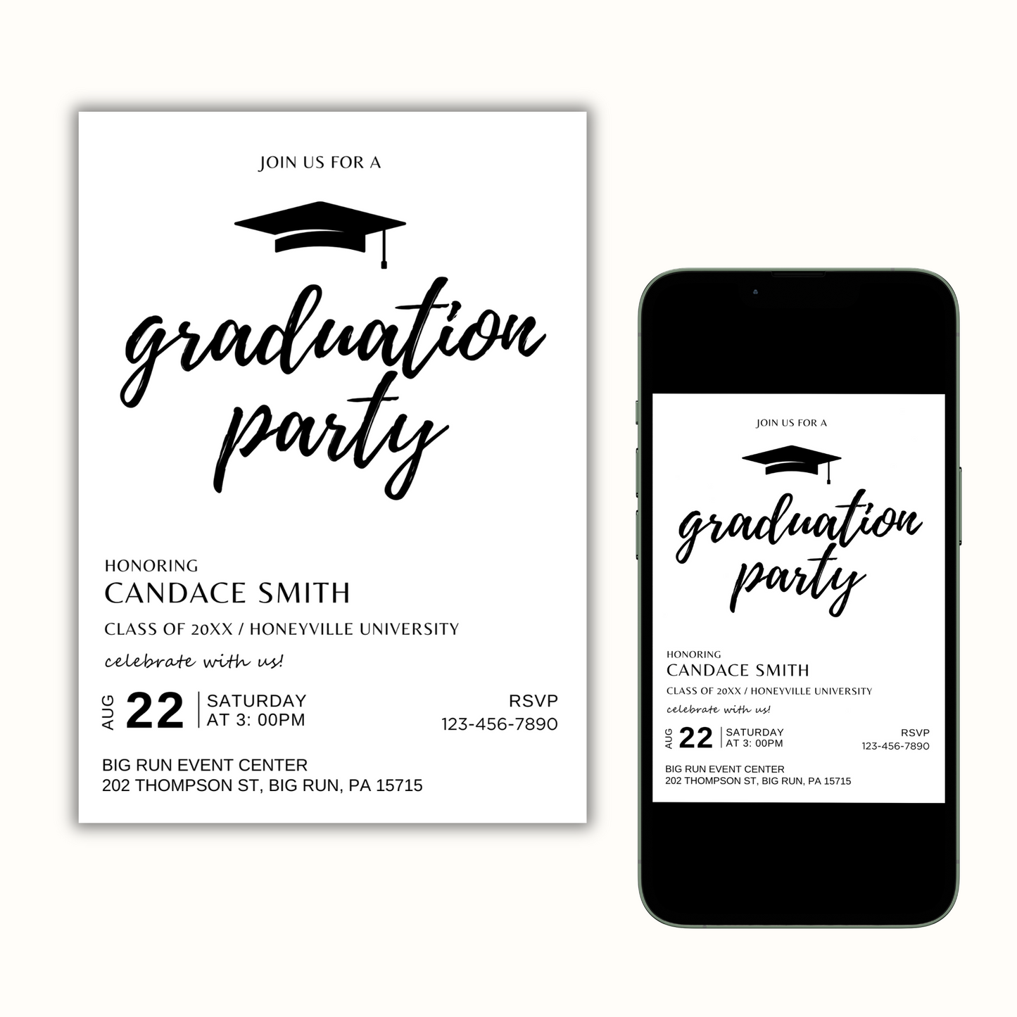 Graduation Party Invitation - Minimalist + Photo