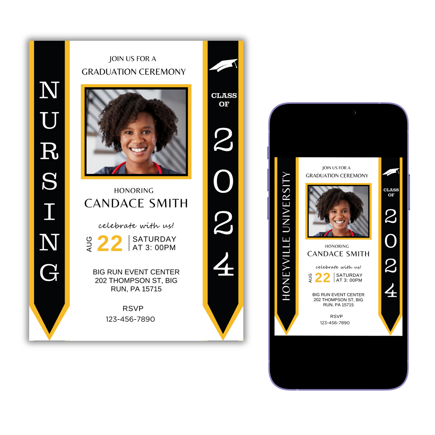 Graduation Invitation Template - Yellow