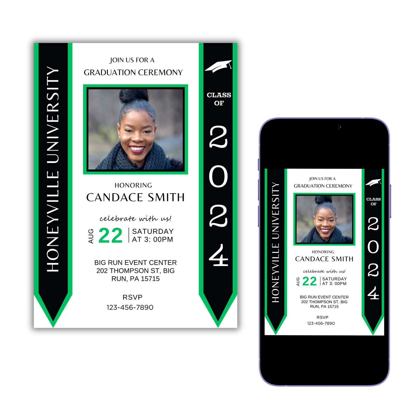 Graduation Invitation Template - Green