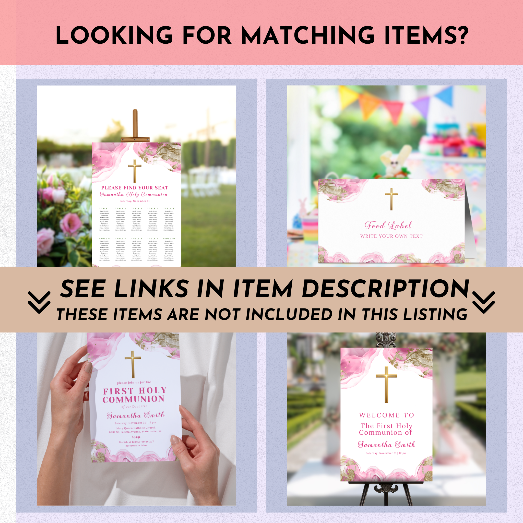 1st Communion Choc wrapper - Pink