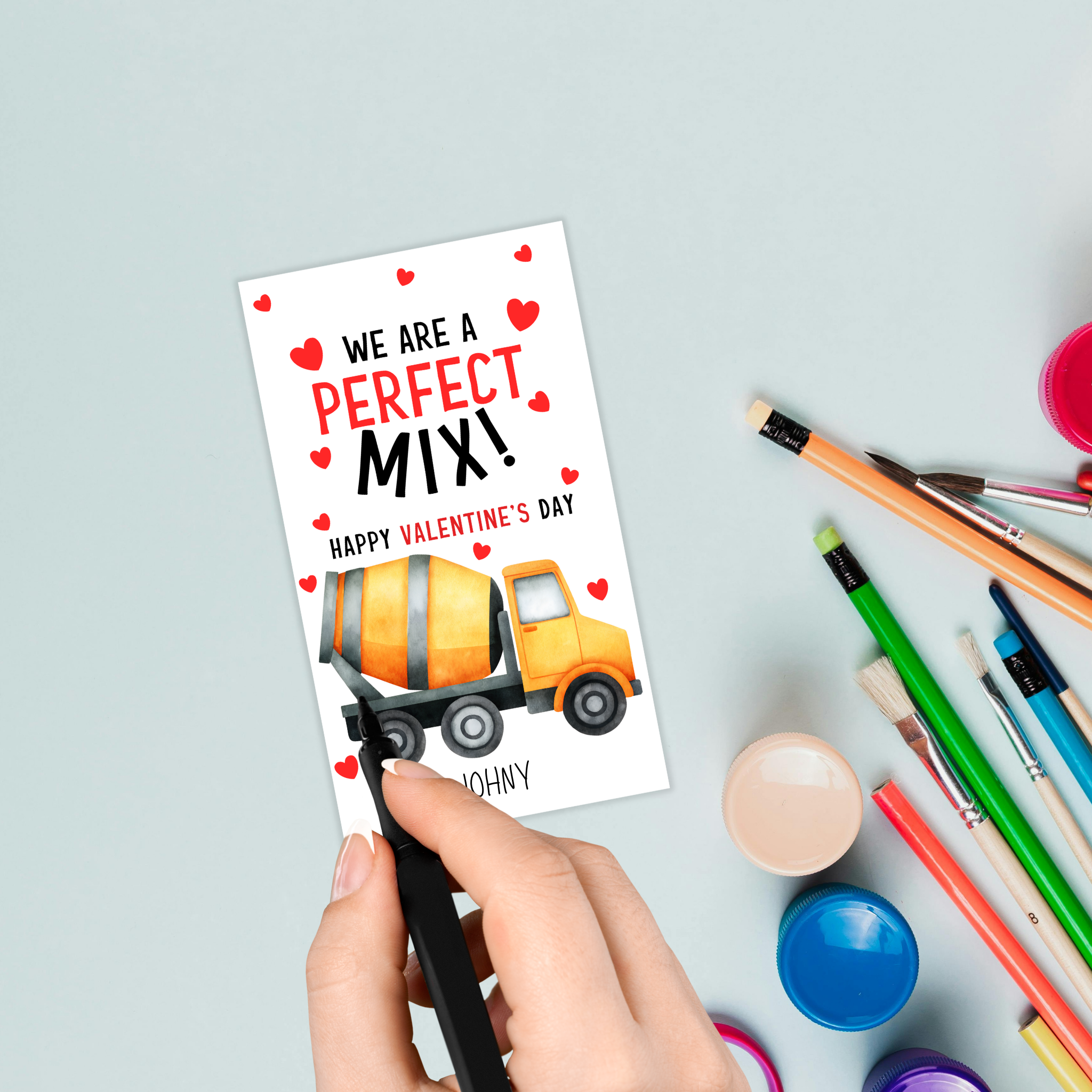 Valentine's Day Construction Truck Tag