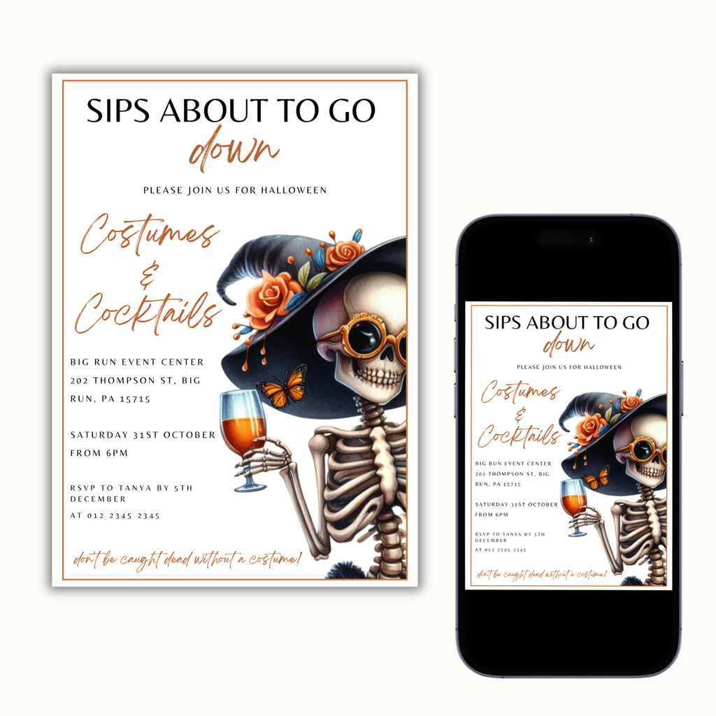 Sips About to Go Down Halloween Invitation