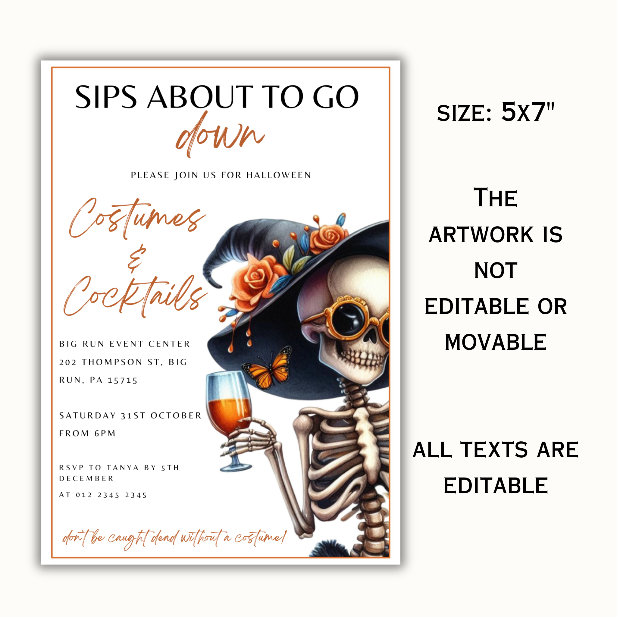 Sips About to Go Down Halloween Invitation