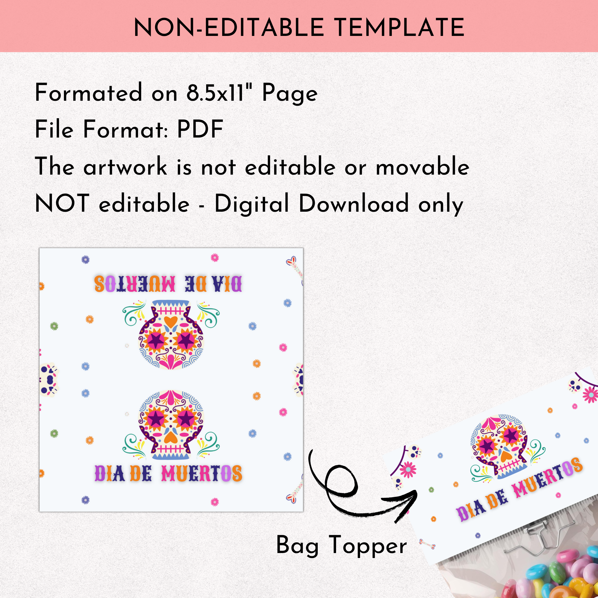 Dia de Muertos Treat Bag Topper