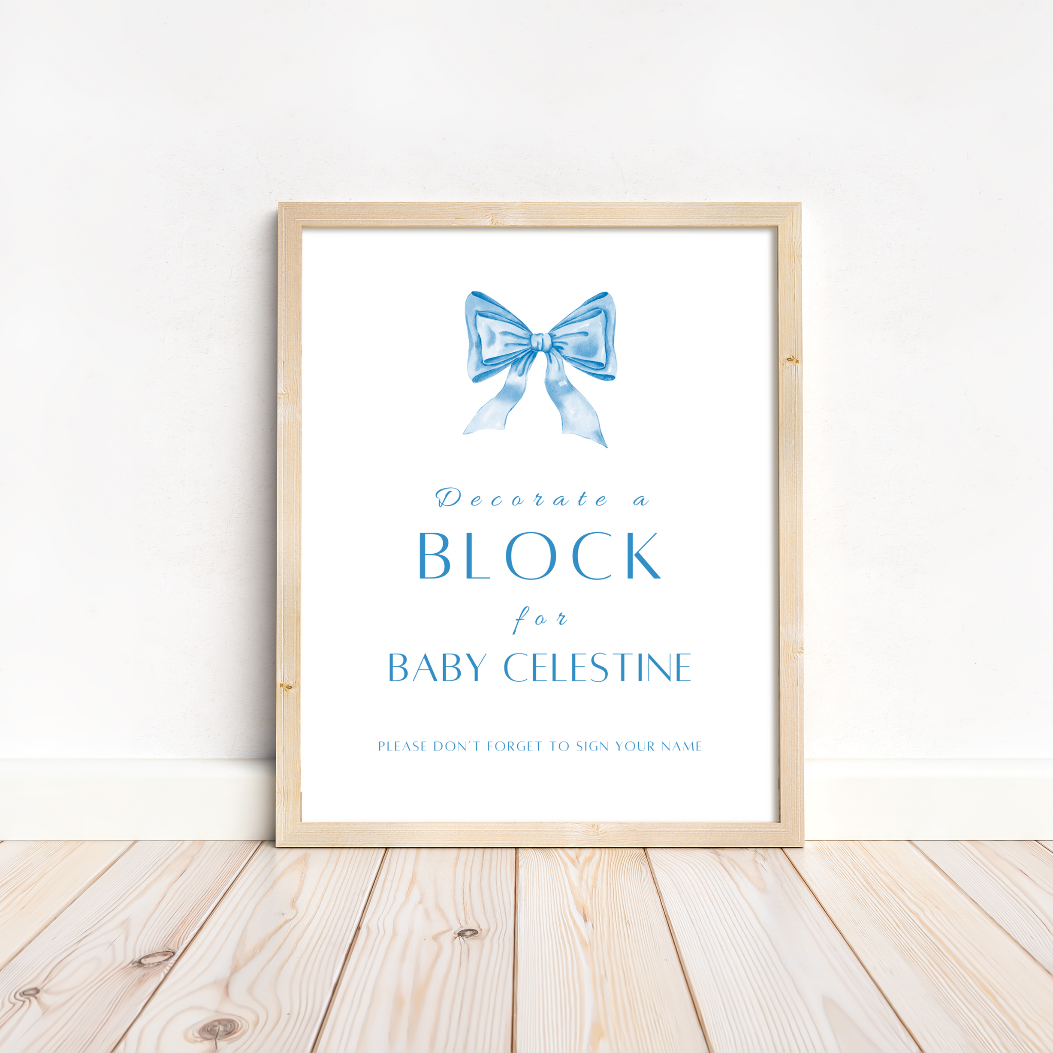 Decorate a block Sign - Blue Bow