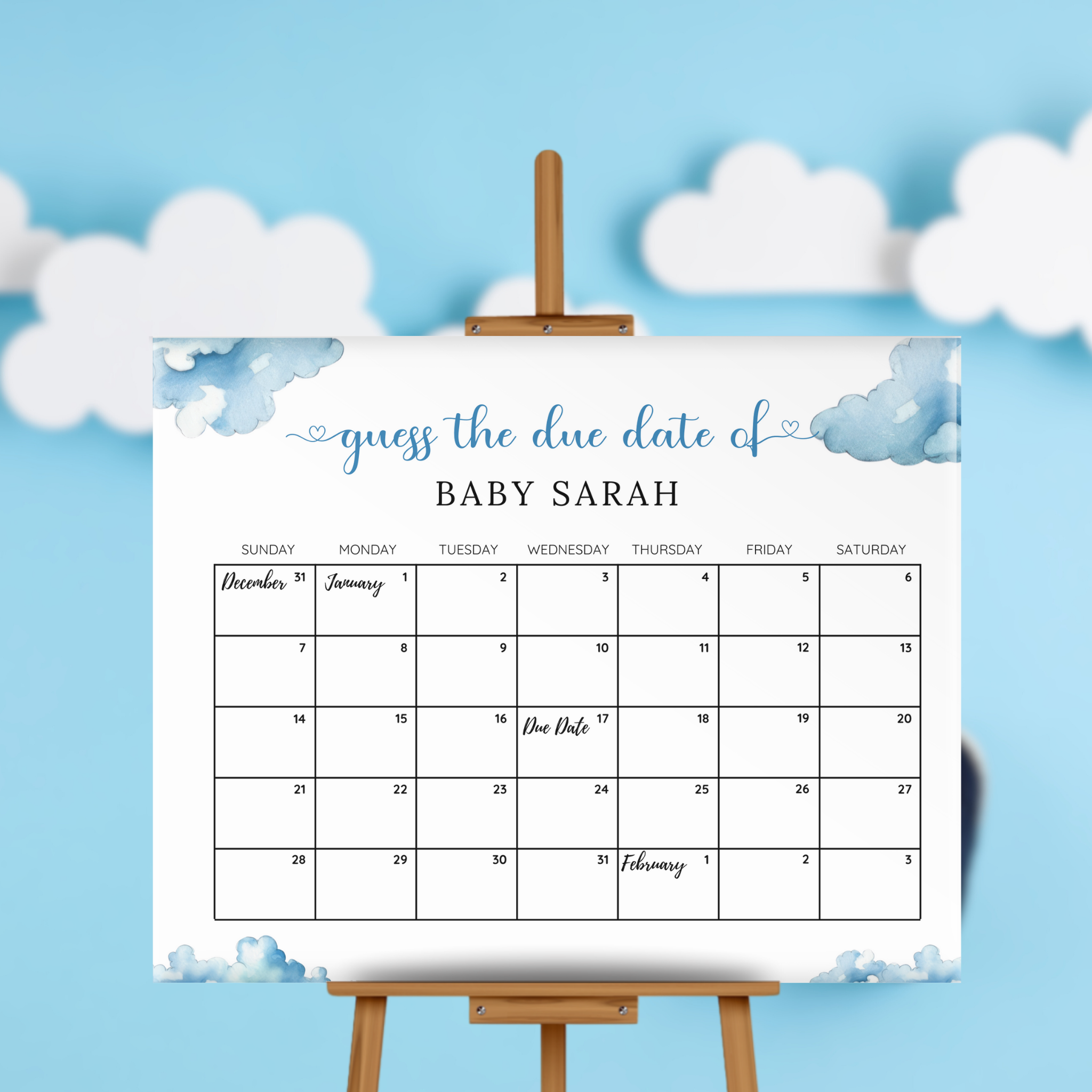 Cloud Nine Baby Due Date Calendar Game