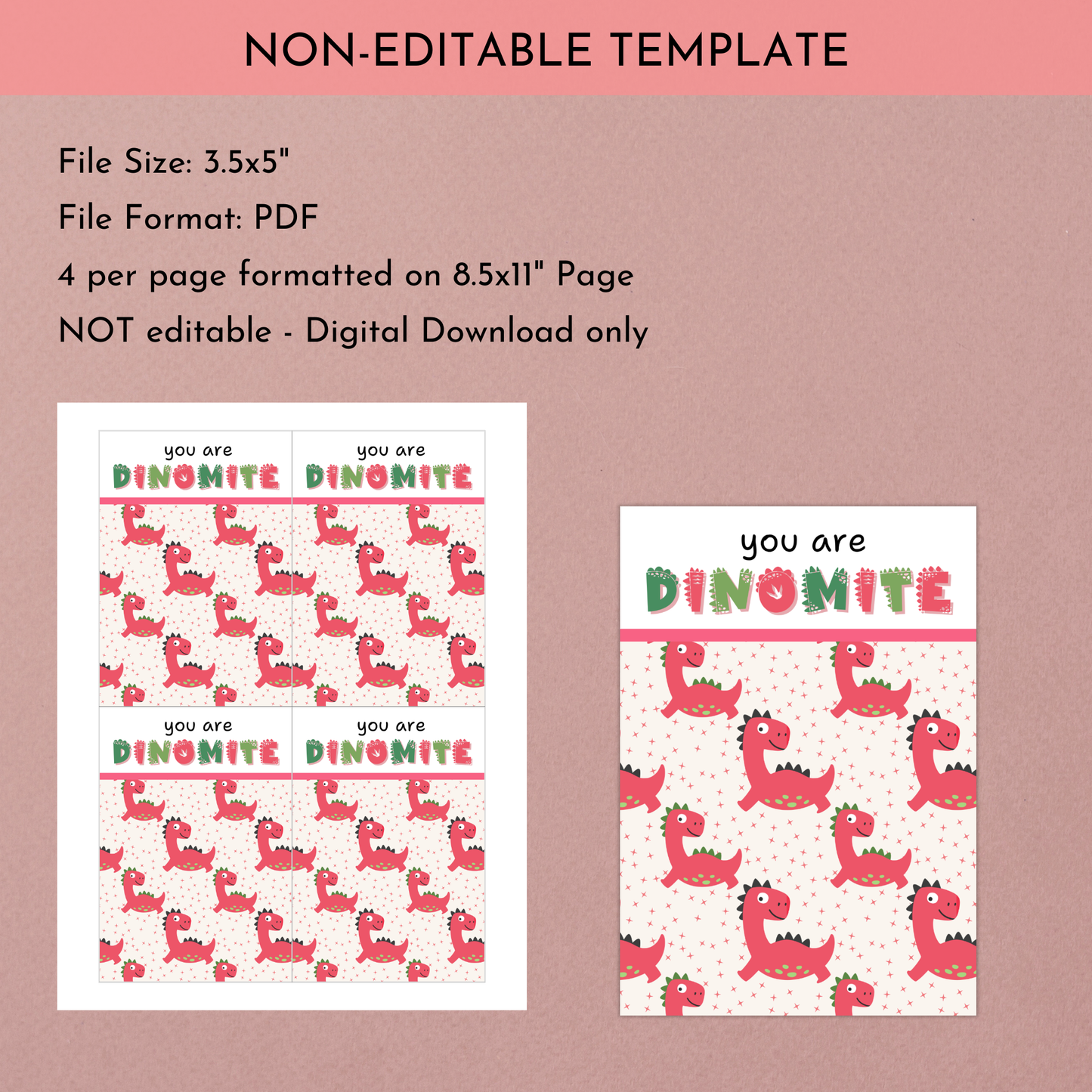 Dinosaur Cookie Card