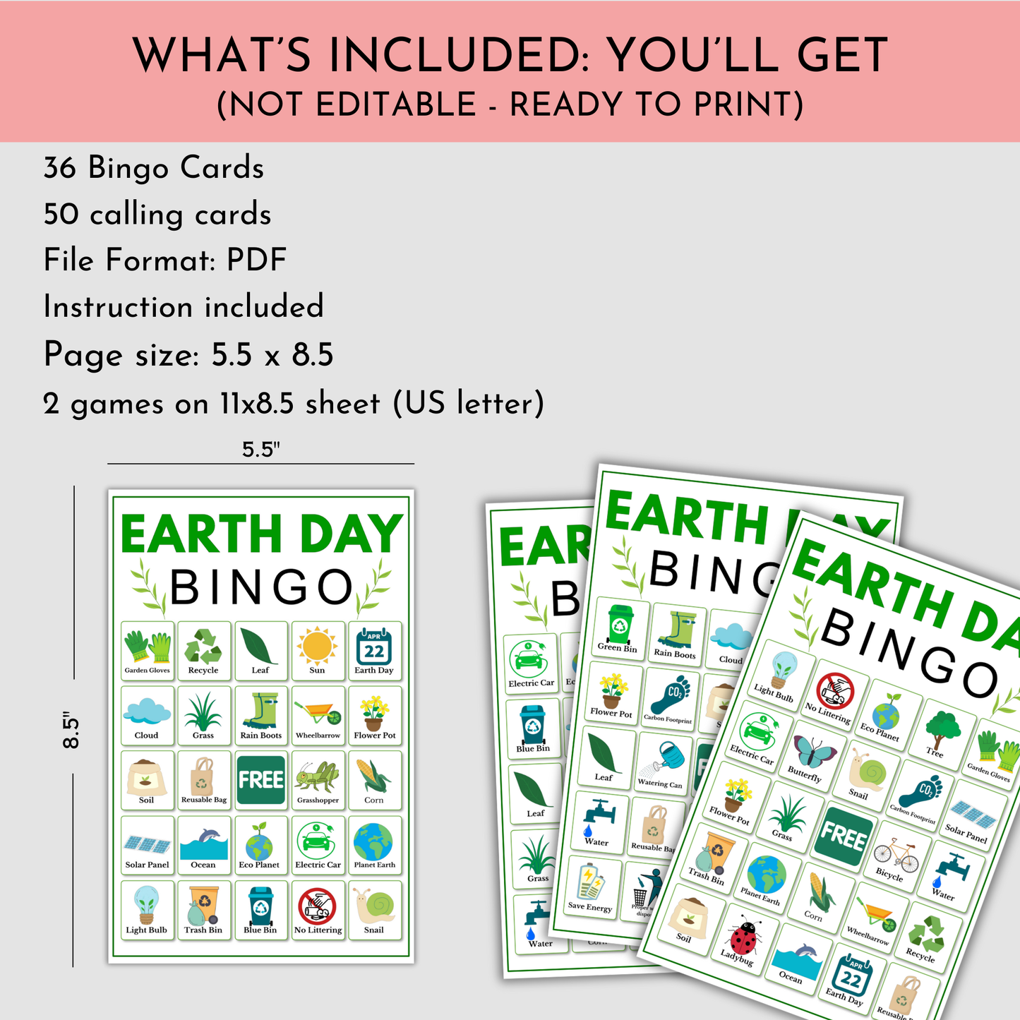 Earth Day Bingo Game