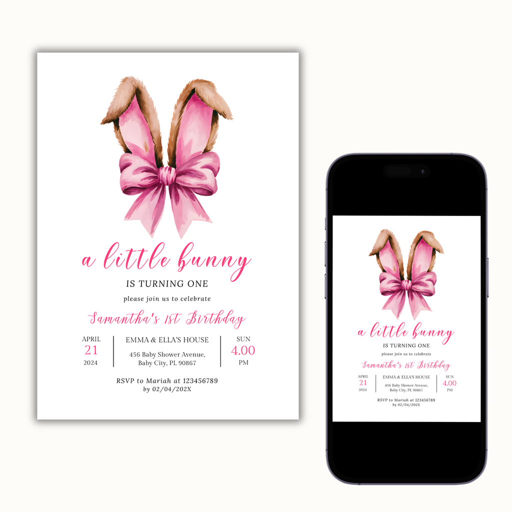 A Little Bunny is Turning One - Pink Bunny Ears
