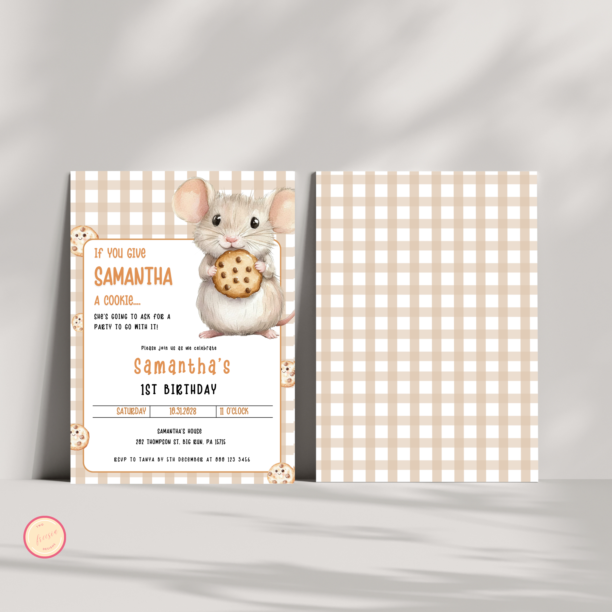 Mouse and Cookie Invitation Template