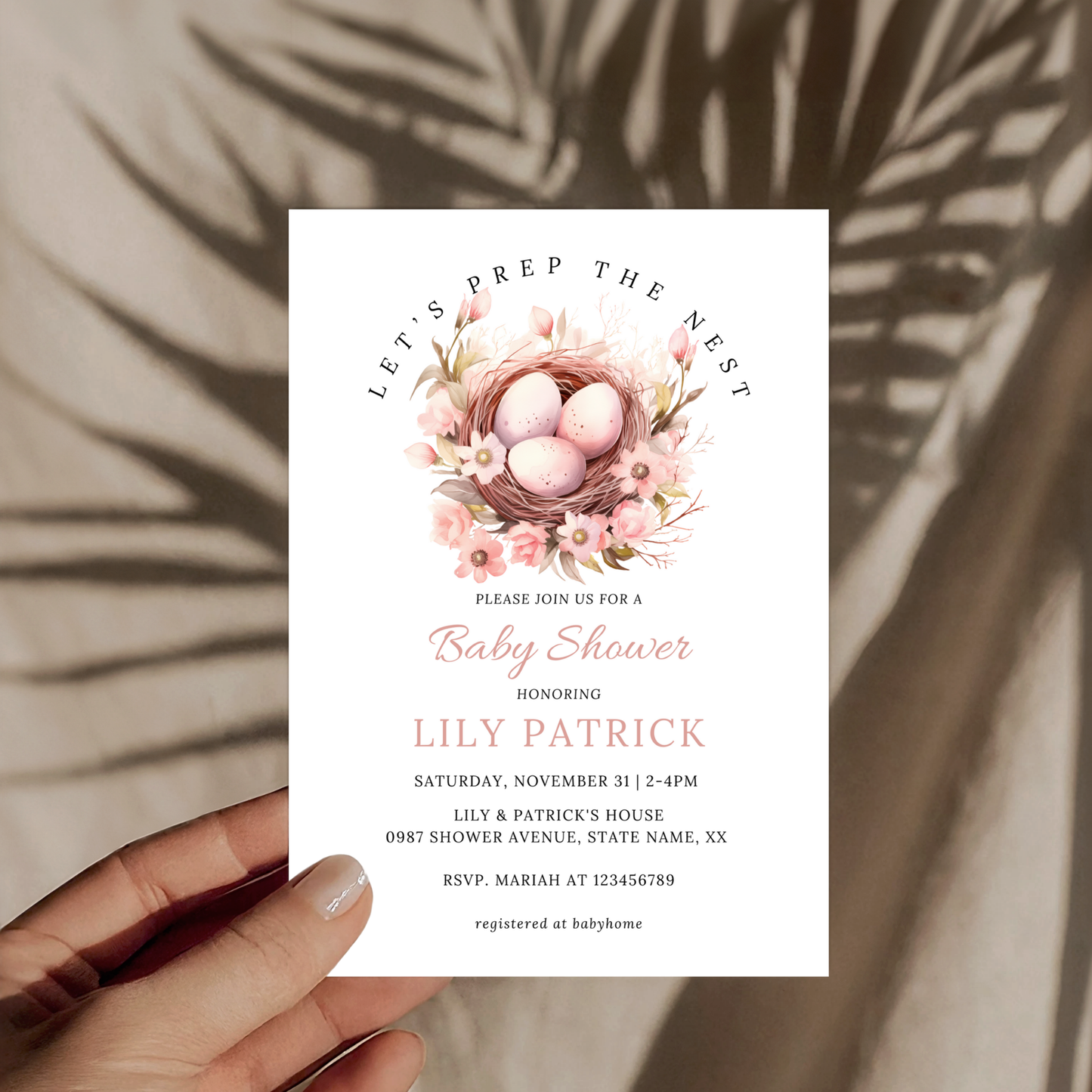 Let's Prep the Nest Baby Shower Invitation