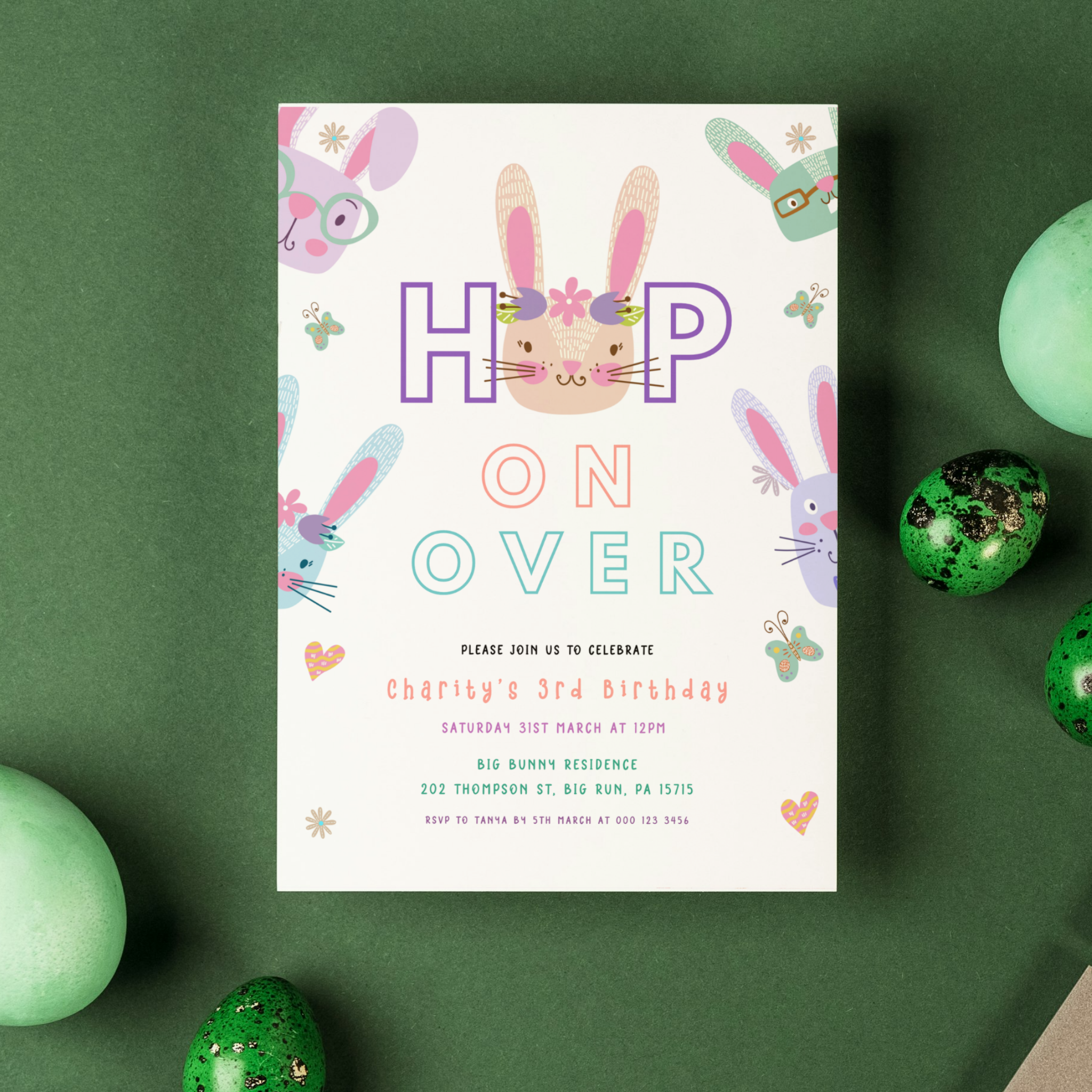 Hop on Over Birthday Invitation
