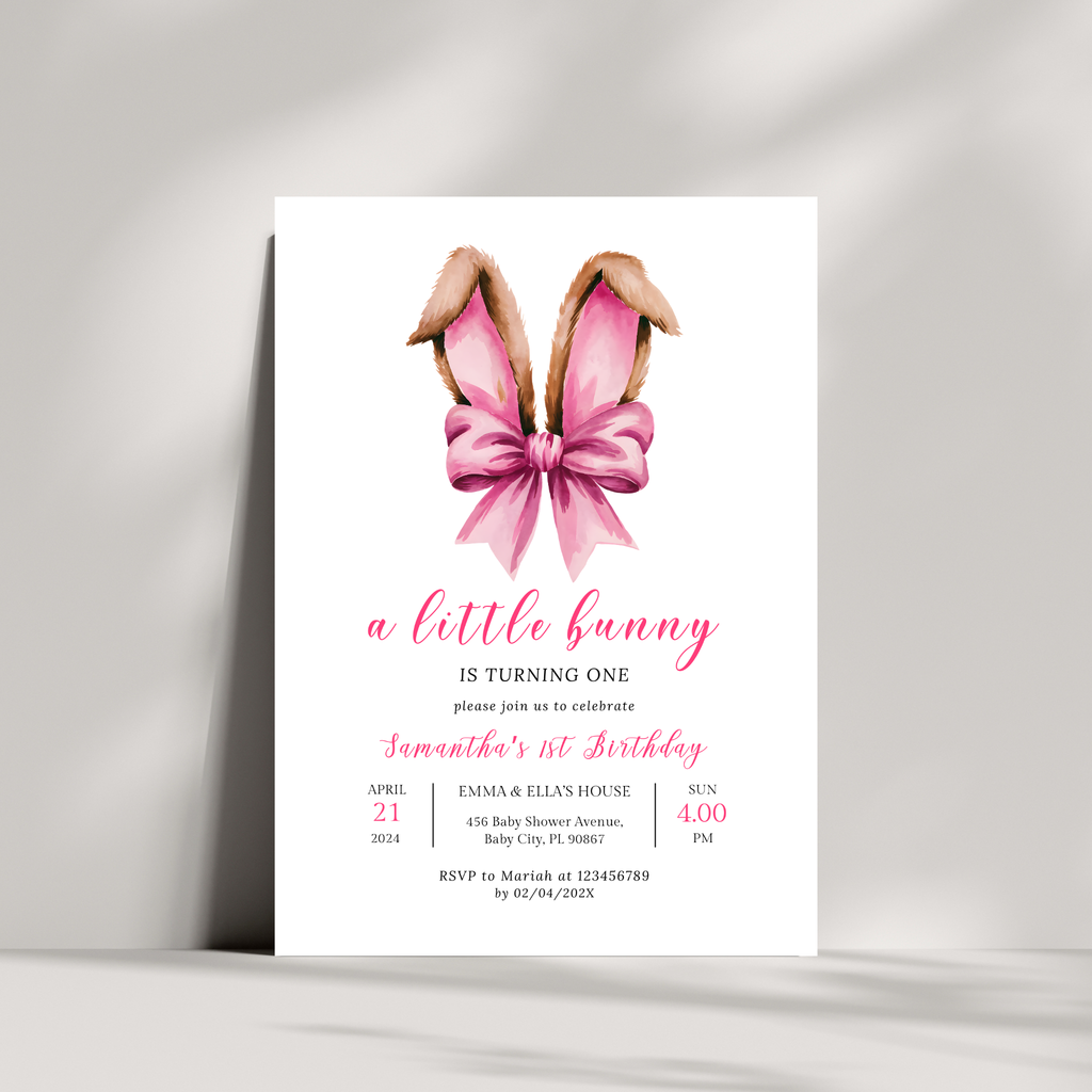 A Little Bunny is Turning One - Pink Bunny Ears