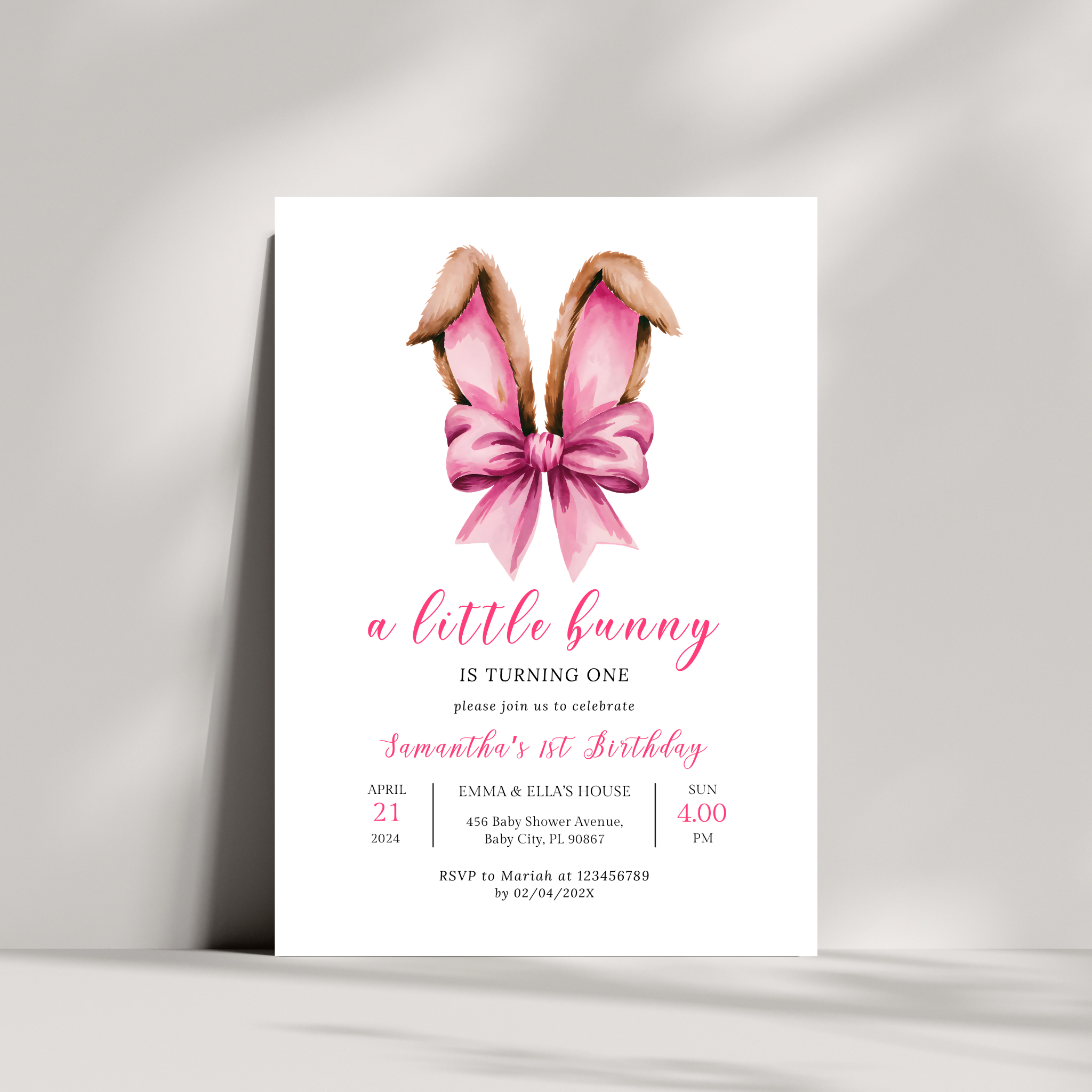 A Little Bunny is Turning One - Pink Bunny Ears