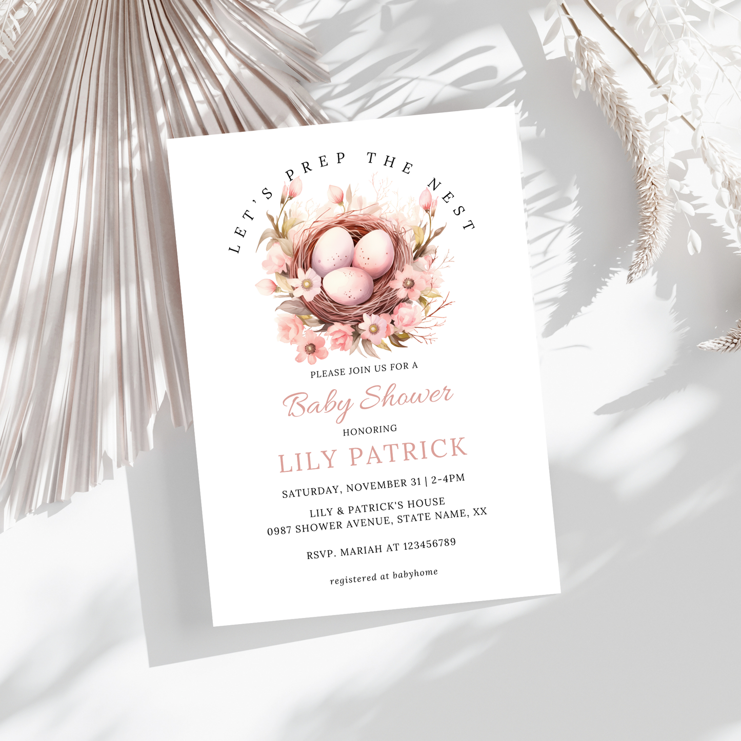 Let's Prep the Nest Baby Shower Invitation