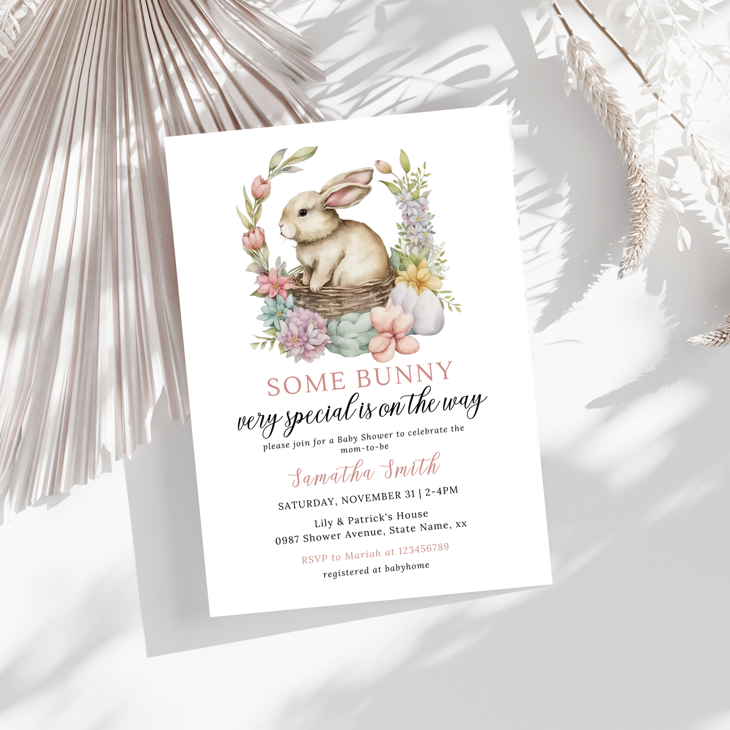 Some Bunny Is On The Way Baby Shower Invitation