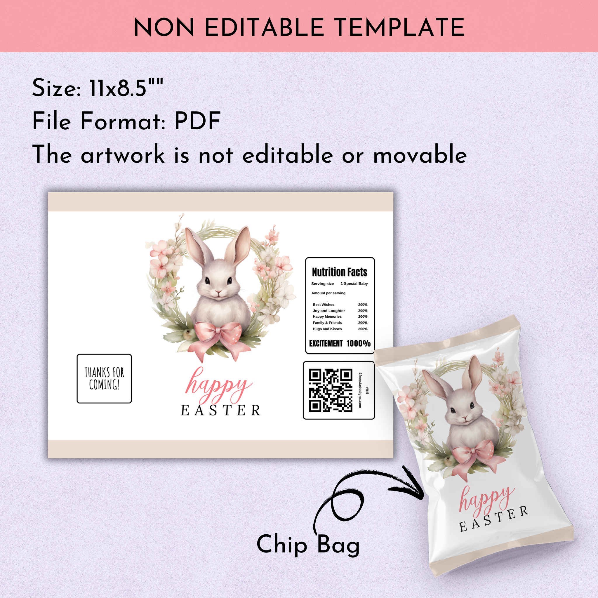 Easter Bunny Chip Bag - Ready to Print