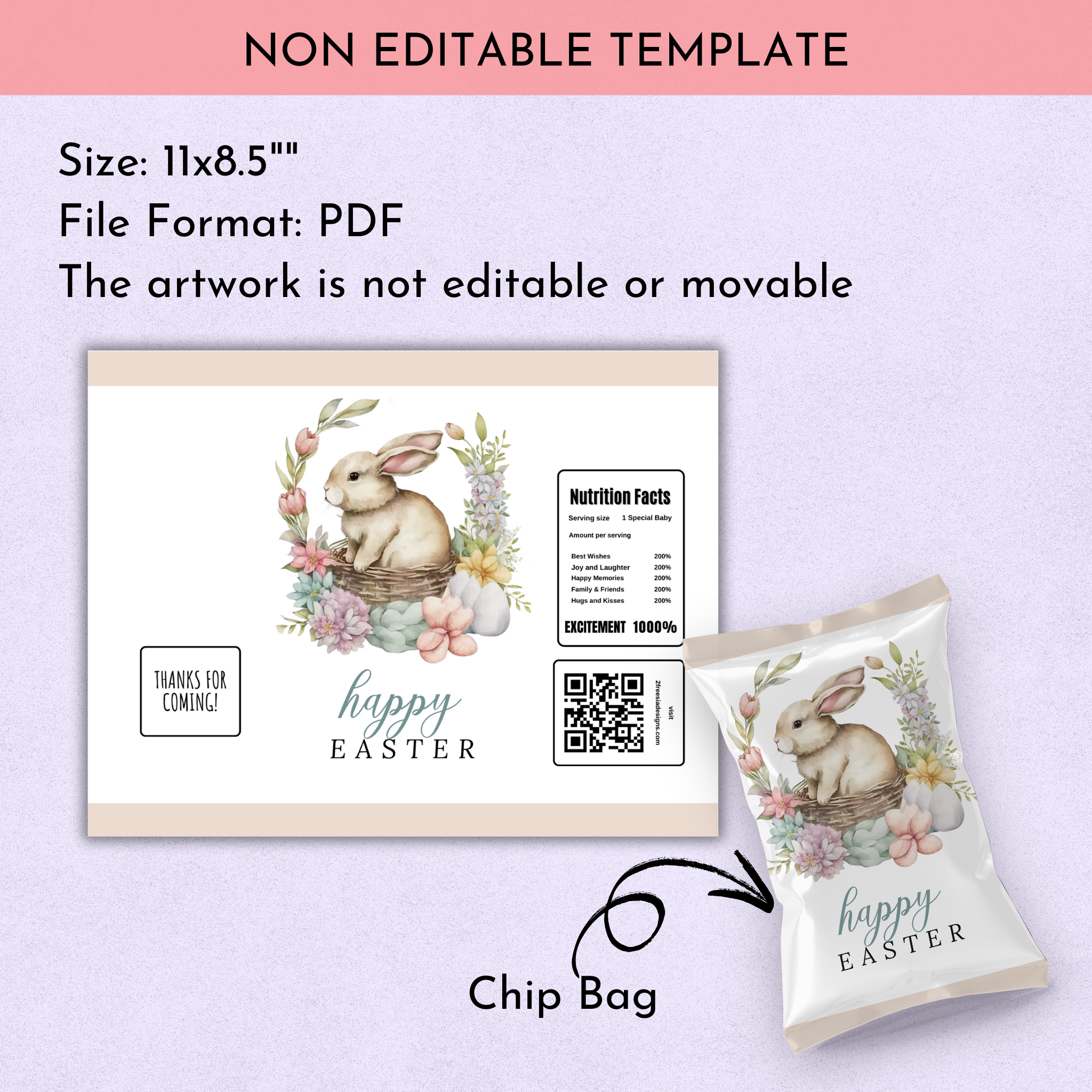Easter Bunny Chip Bag - Ready to Print