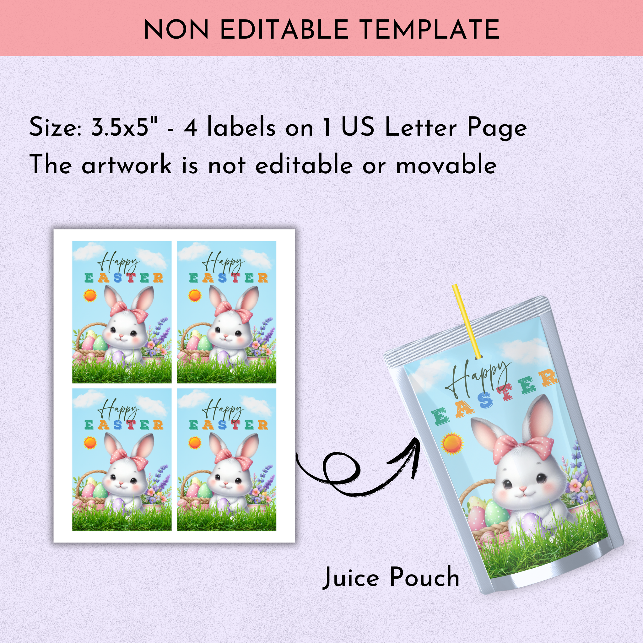Easter Bunny Juice Label - Ready to Print - 2