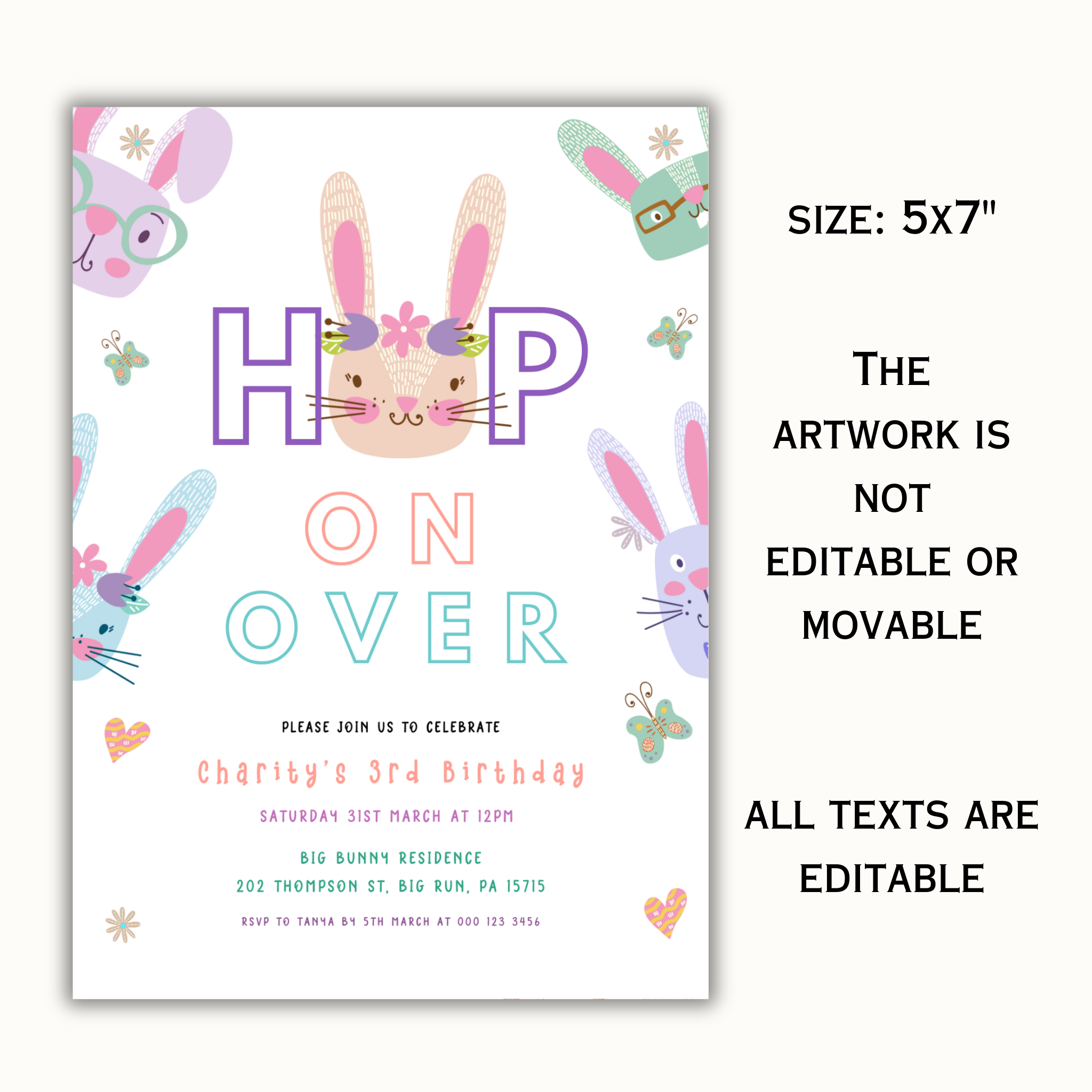 Hop on Over Birthday Invitation