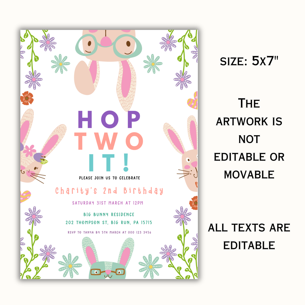 Hop Two It Birthday Invitation