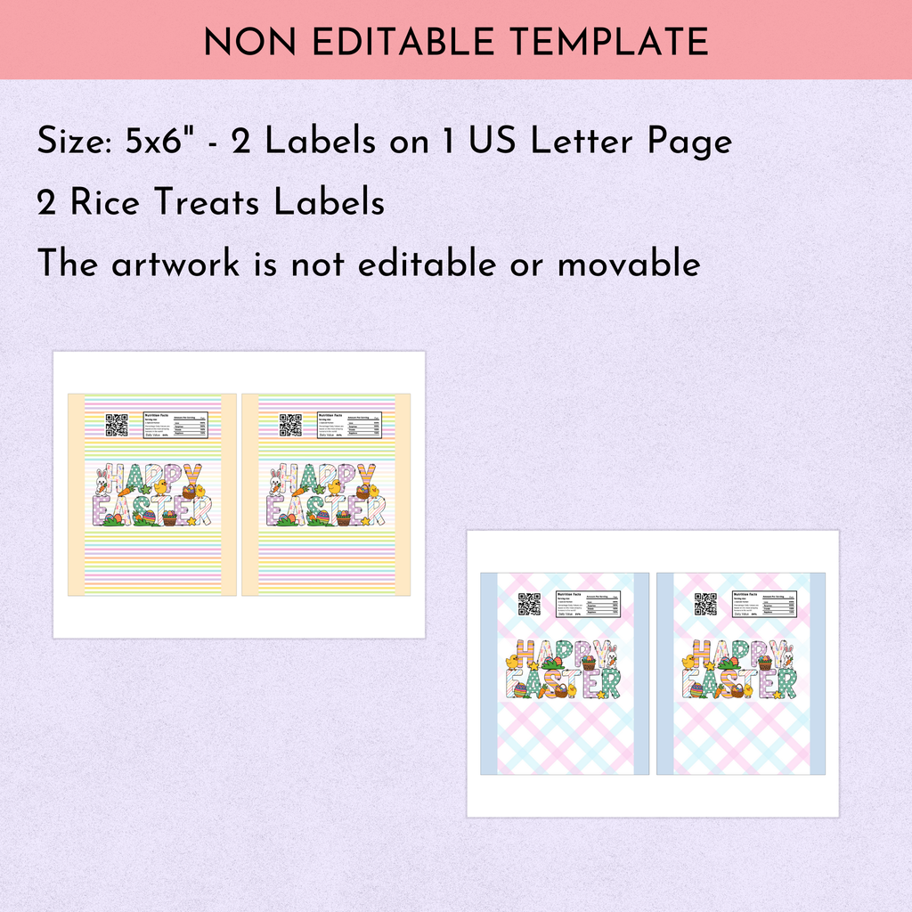 Easter Bunny Rice Treat Labels - Set of 2