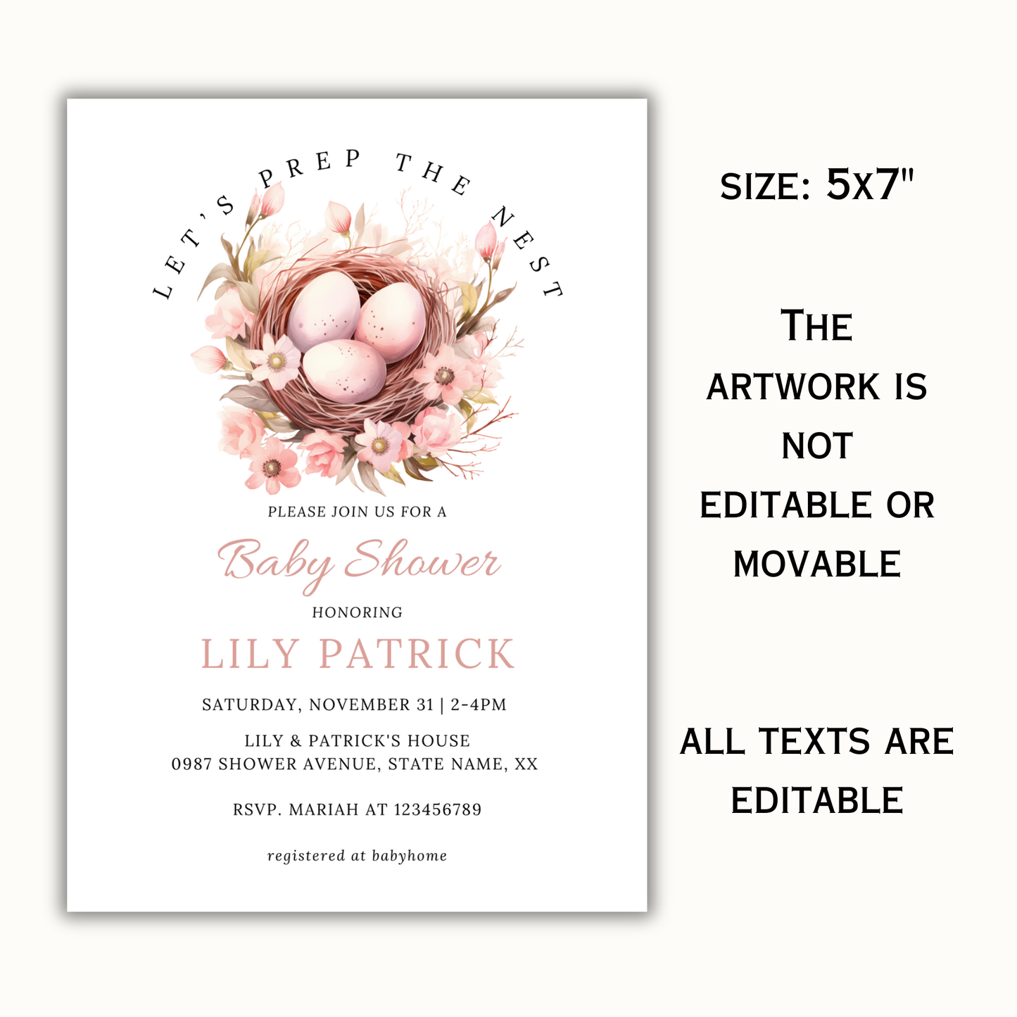 Let's Prep the Nest Baby Shower Invitation