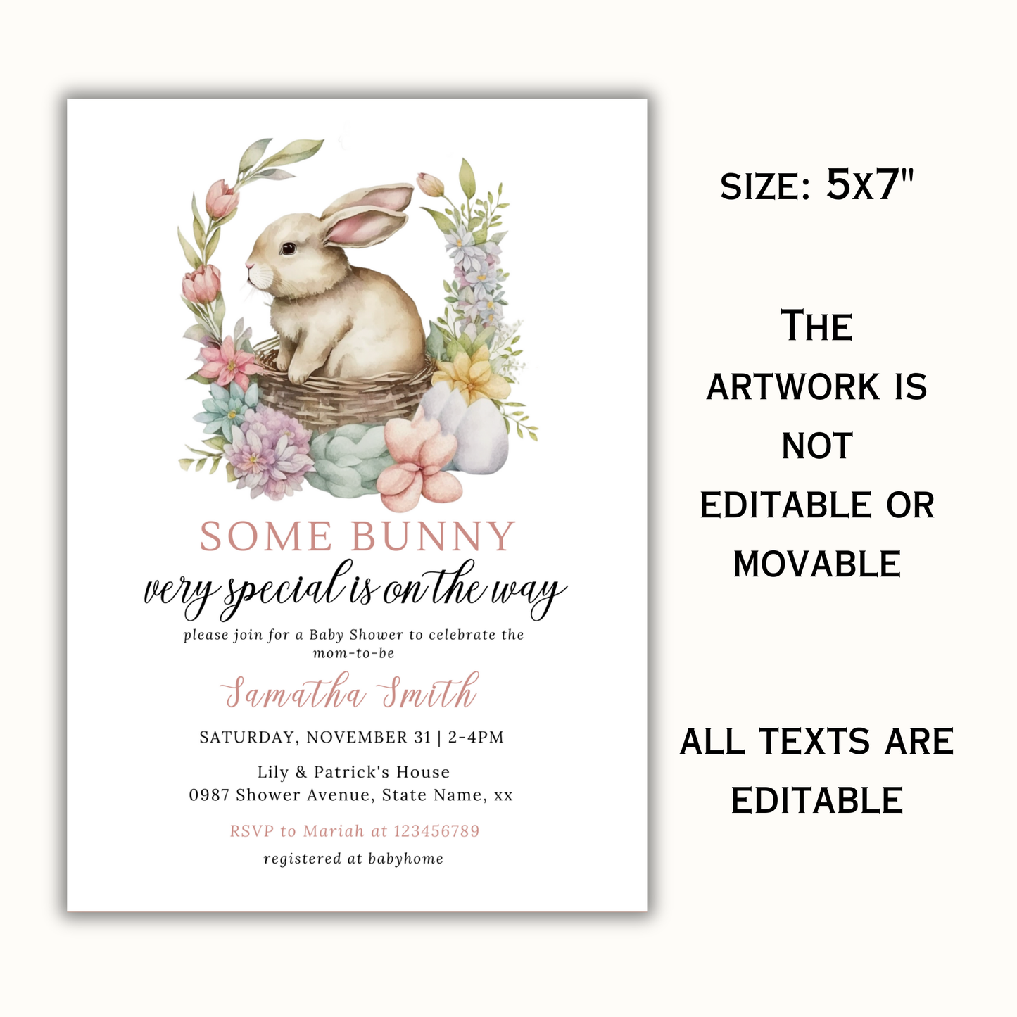 Some Bunny Is On The Way Baby Shower Invitation