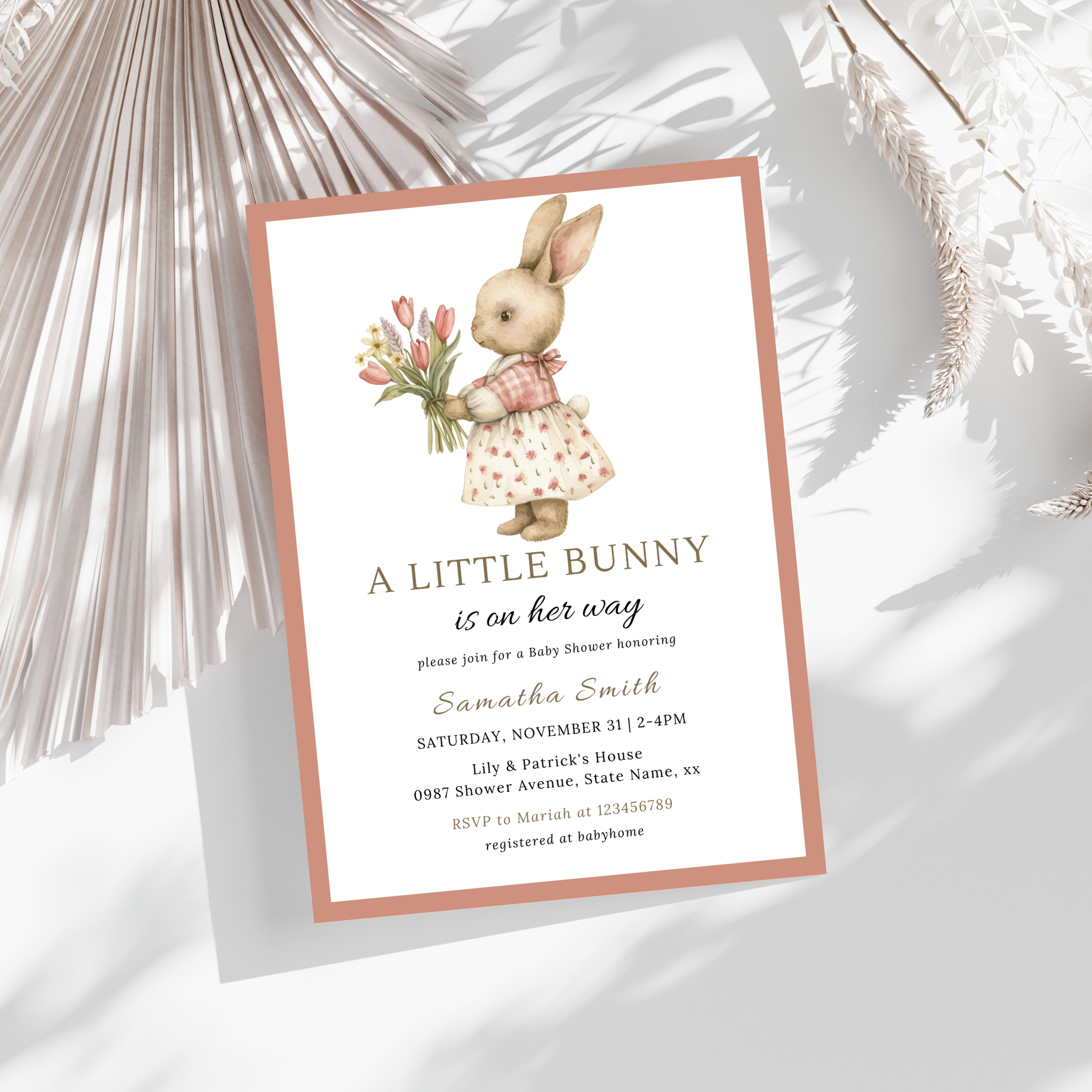 A Little Bunny is on Her Way, Girl Bunny Invitation