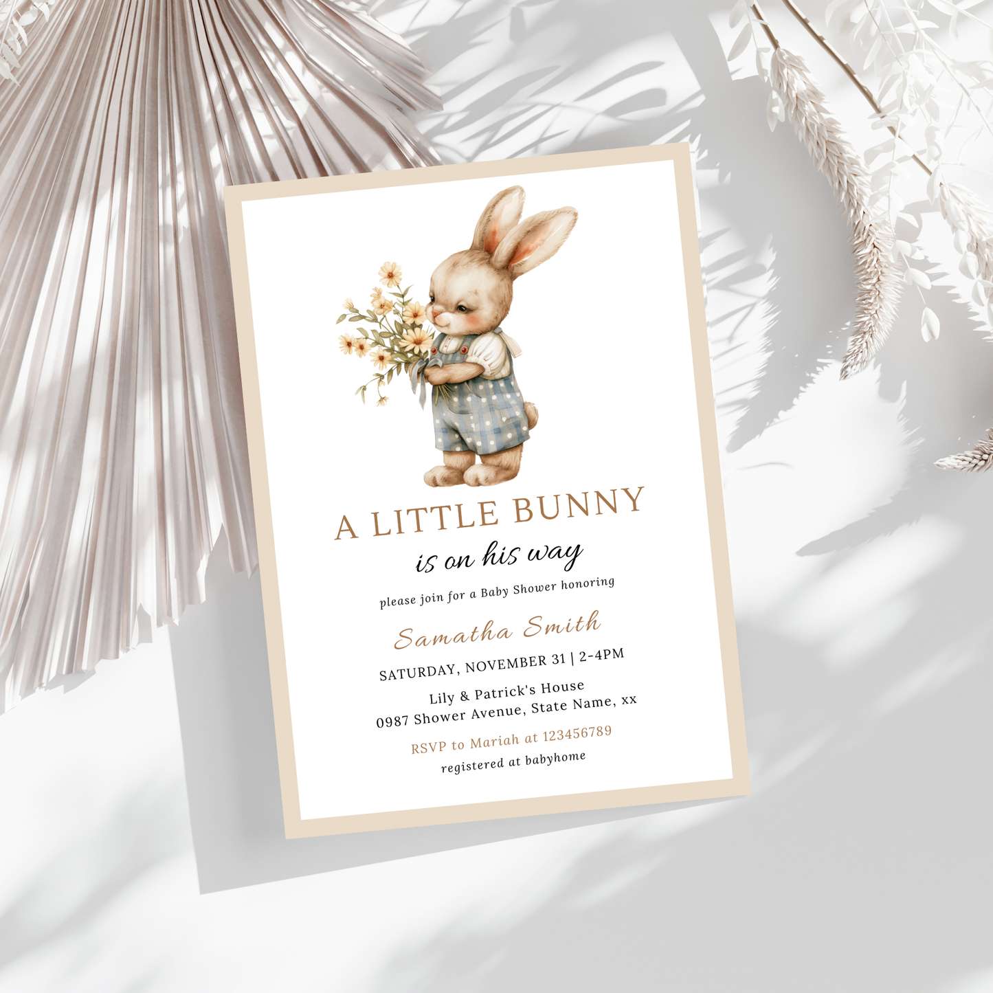 A Little Bunny is on His Way, Boy Bunny Invitation