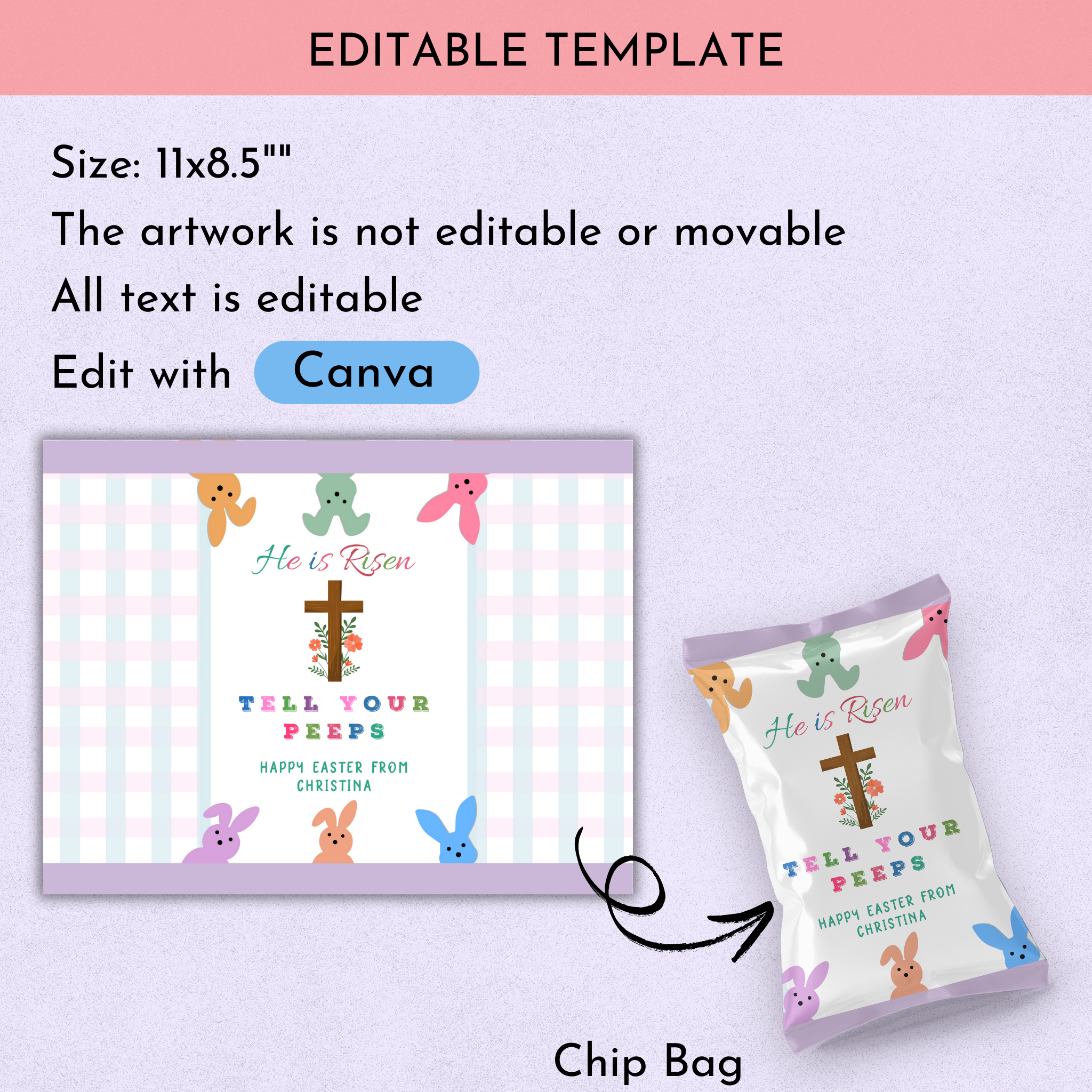 He is Risen Chip Bag - Editable Template