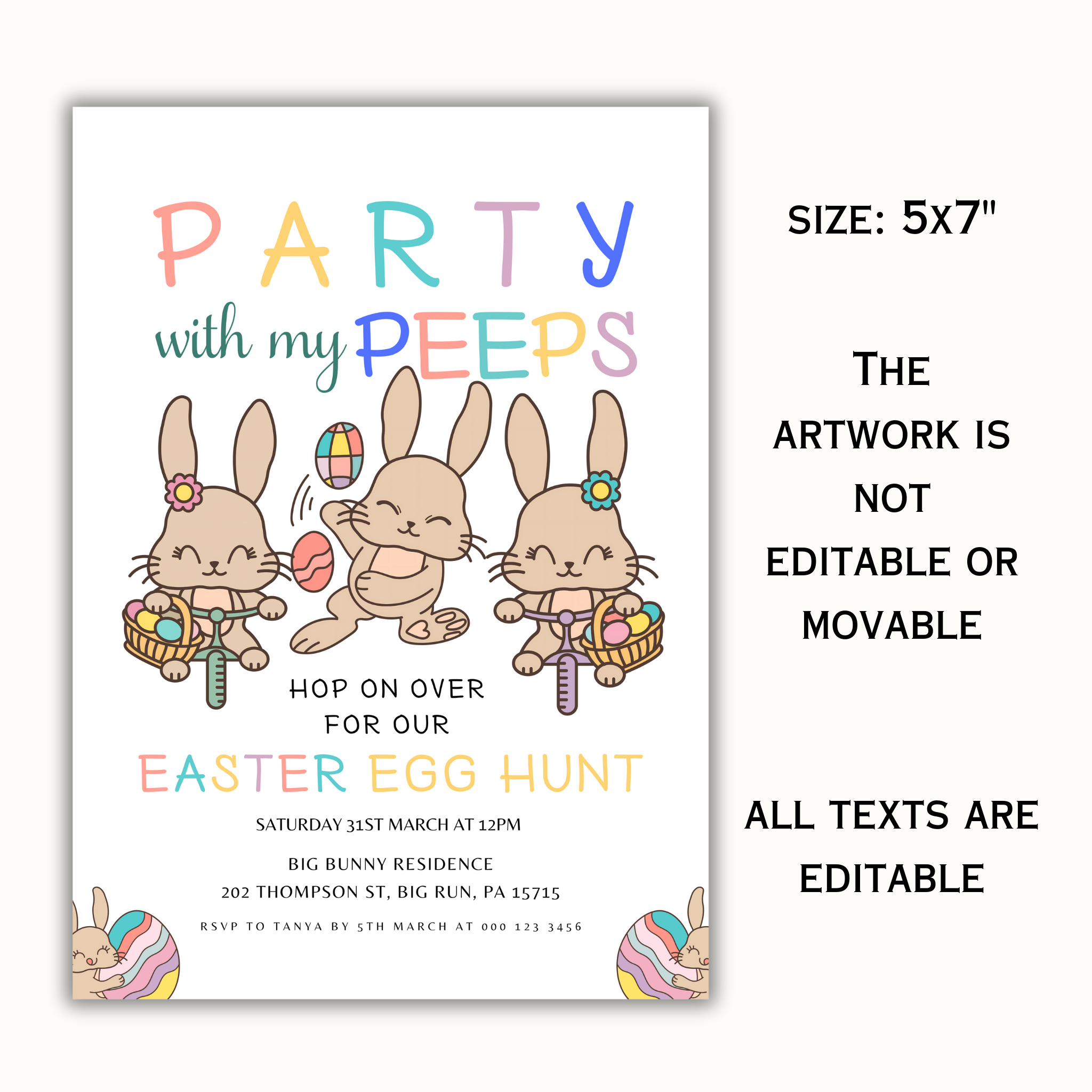 Hop On Over Party with My Peeps Invitation