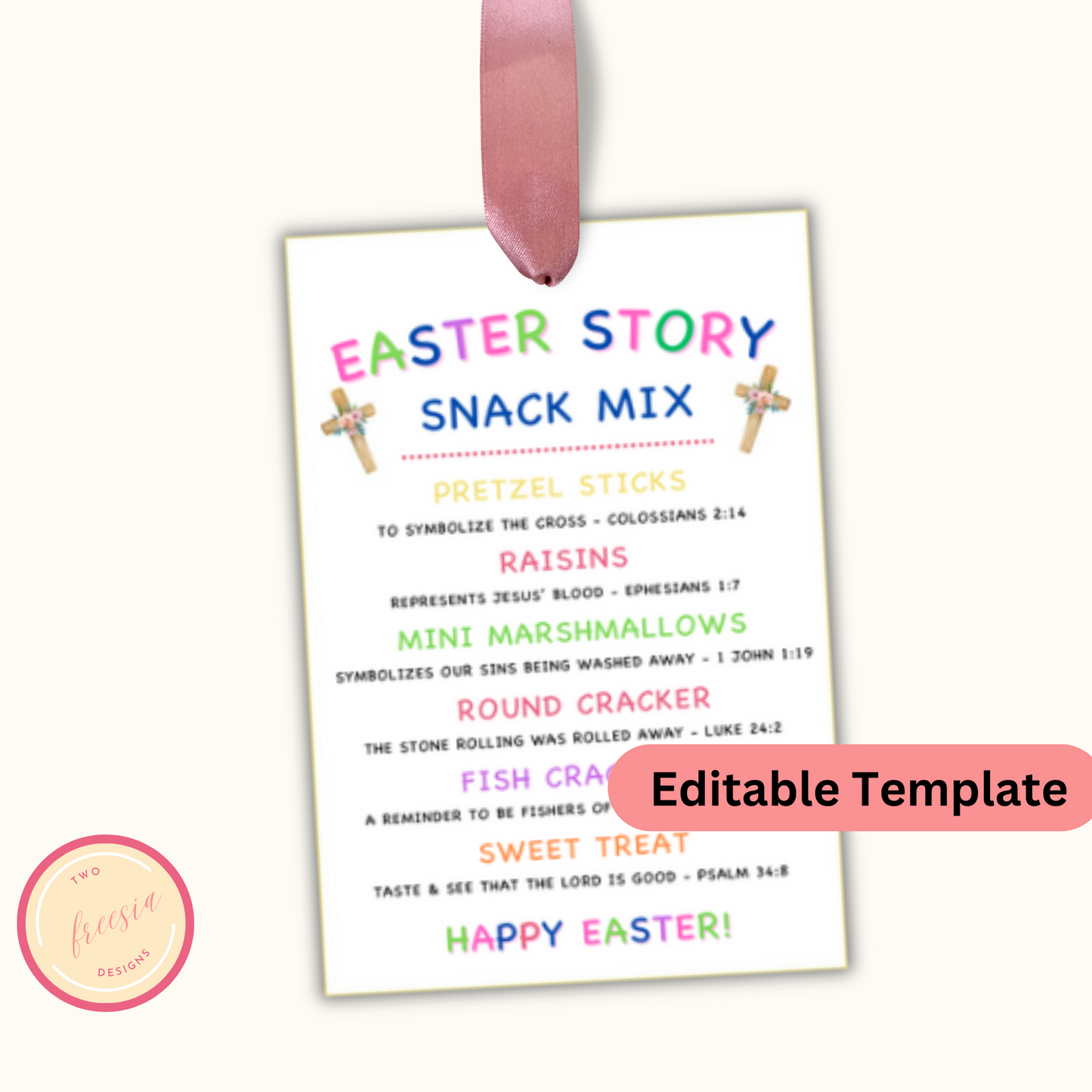Easter Story Snack Mix - Editable Template