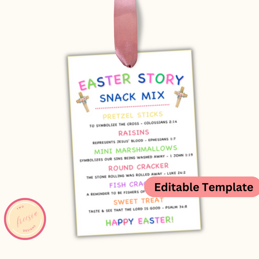Easter Story Snack Mix - Editable Template