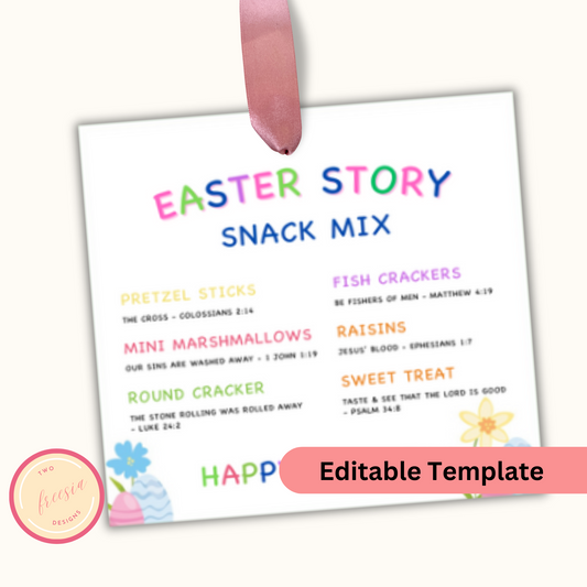 Easter Story Snack Mix Tags - Editable Template