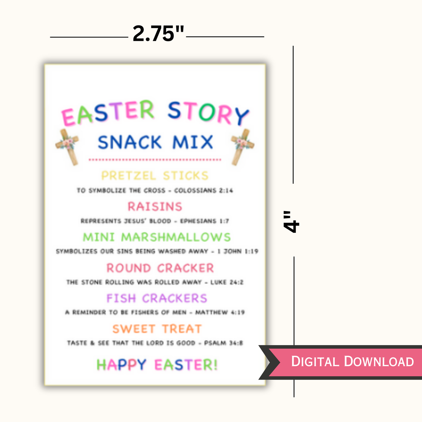 Easter Story Snack Mix - Editable Template