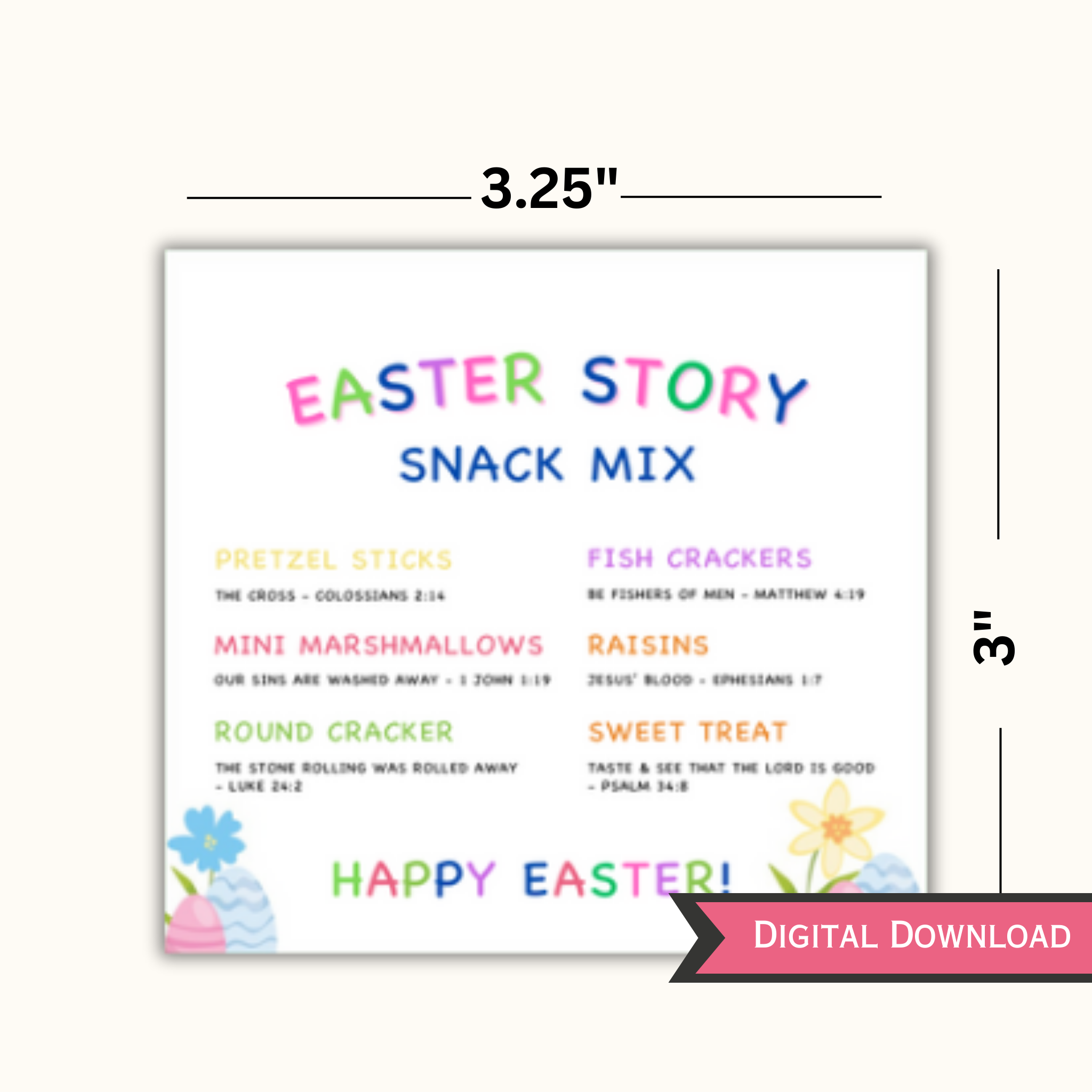 Easter Story Snack Mix Tags - Editable Template