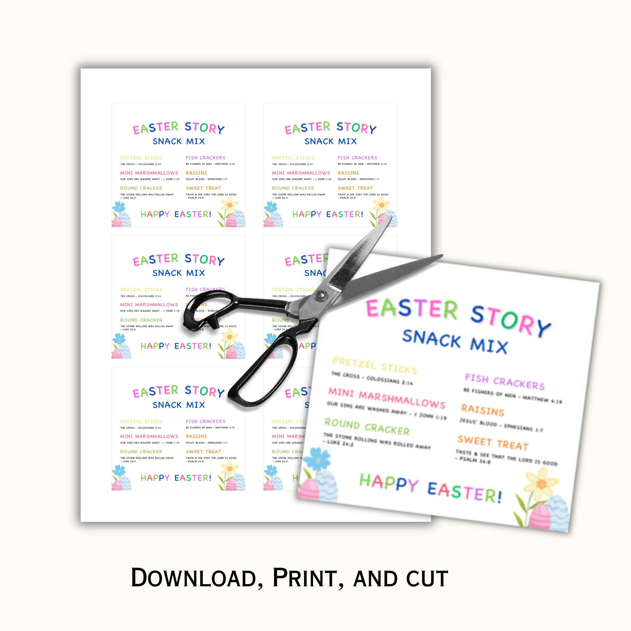 Easter Story Snack Mix Tags - Editable Template