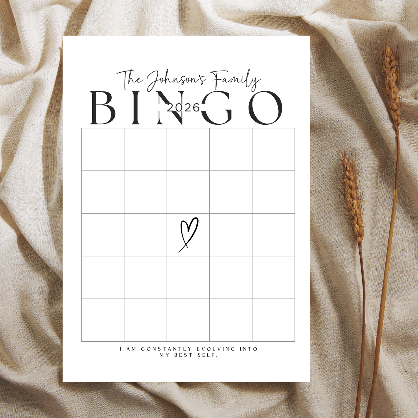 2026 Family Vision Board Bingo