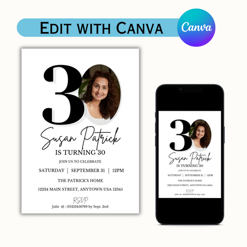 30th Birthday Invitation Template