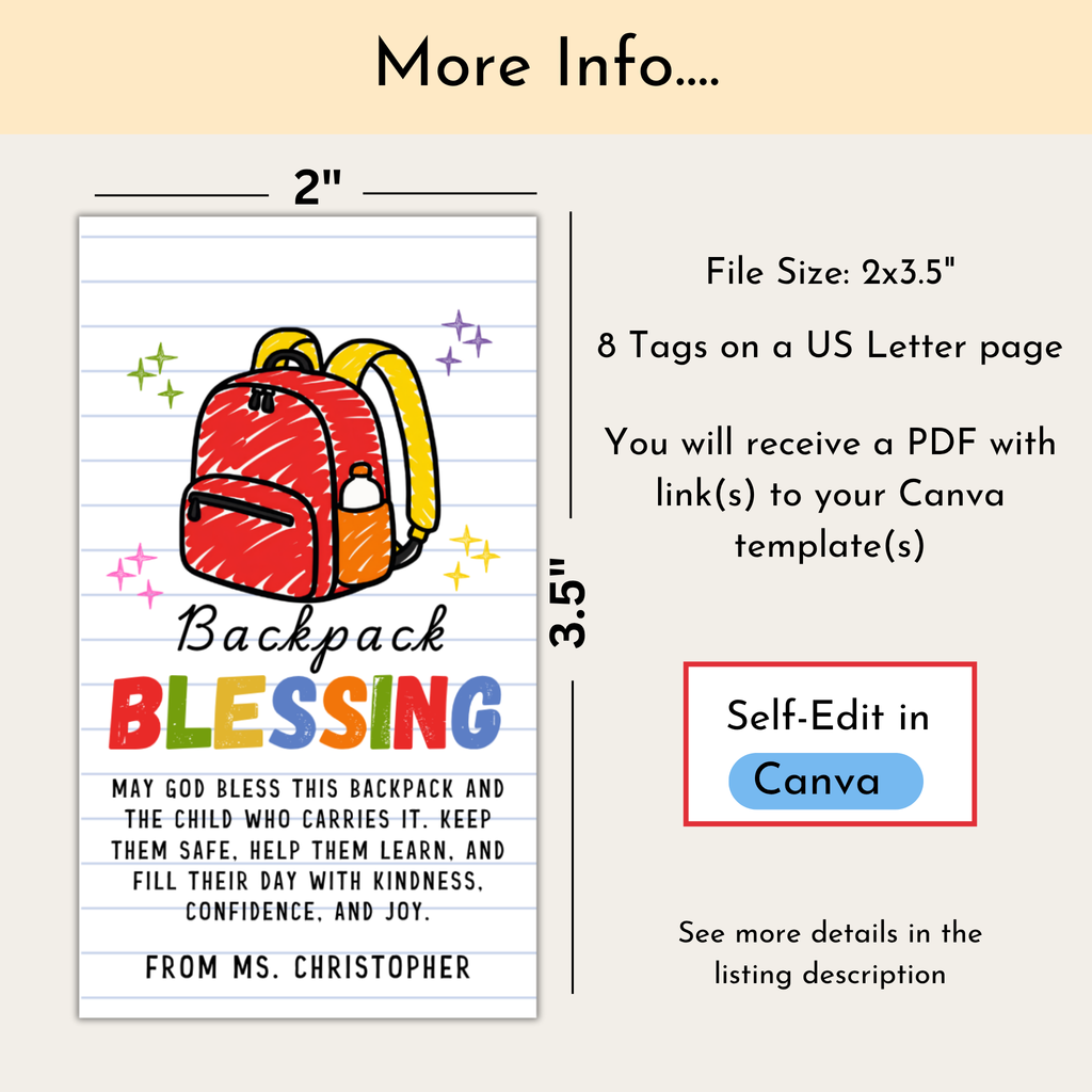 Backpack Blessing Tags