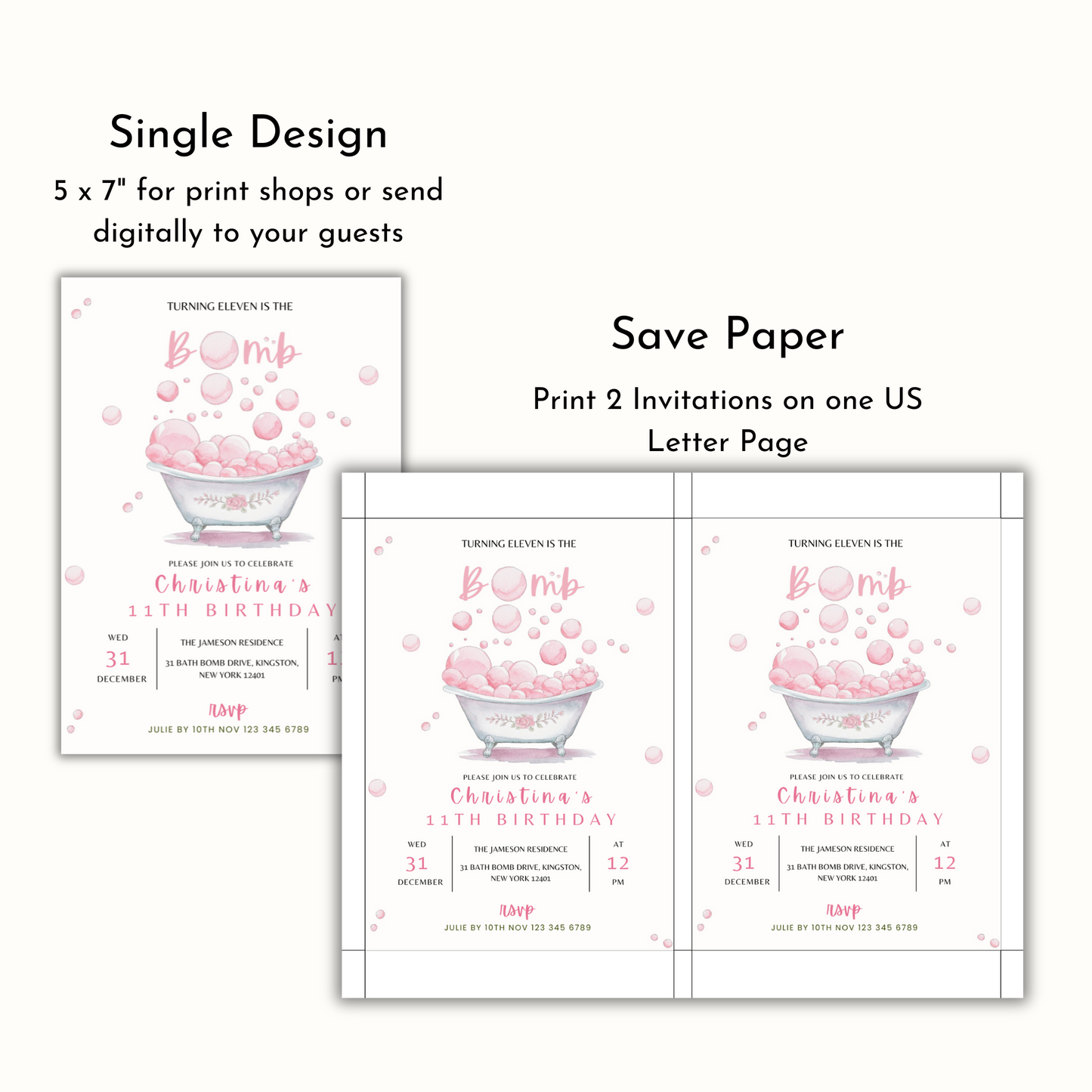 Bath Bomb Birthday Invitation