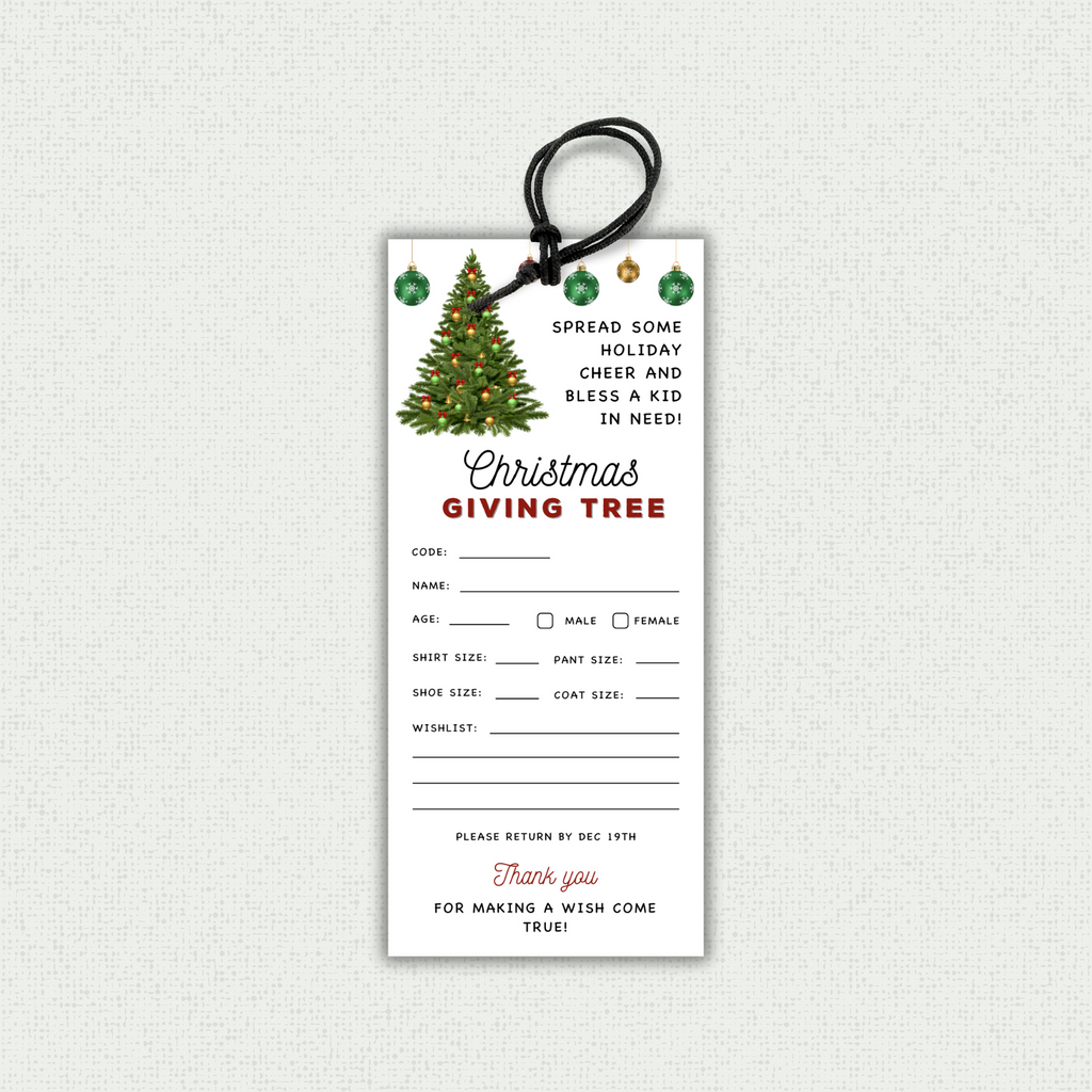 Christmas Giving Tree Fundraiser Flyer and Tags Template