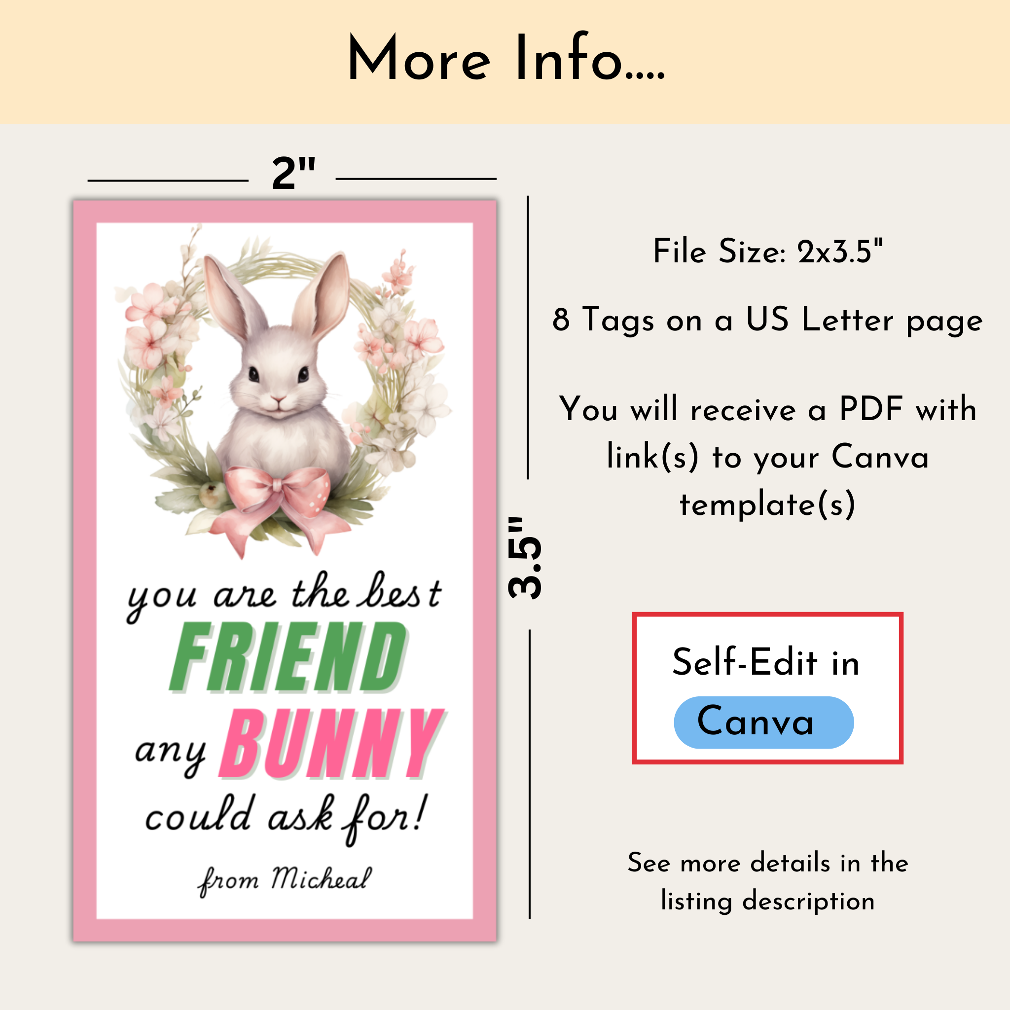 Friend Easter Gift Tags | Editable