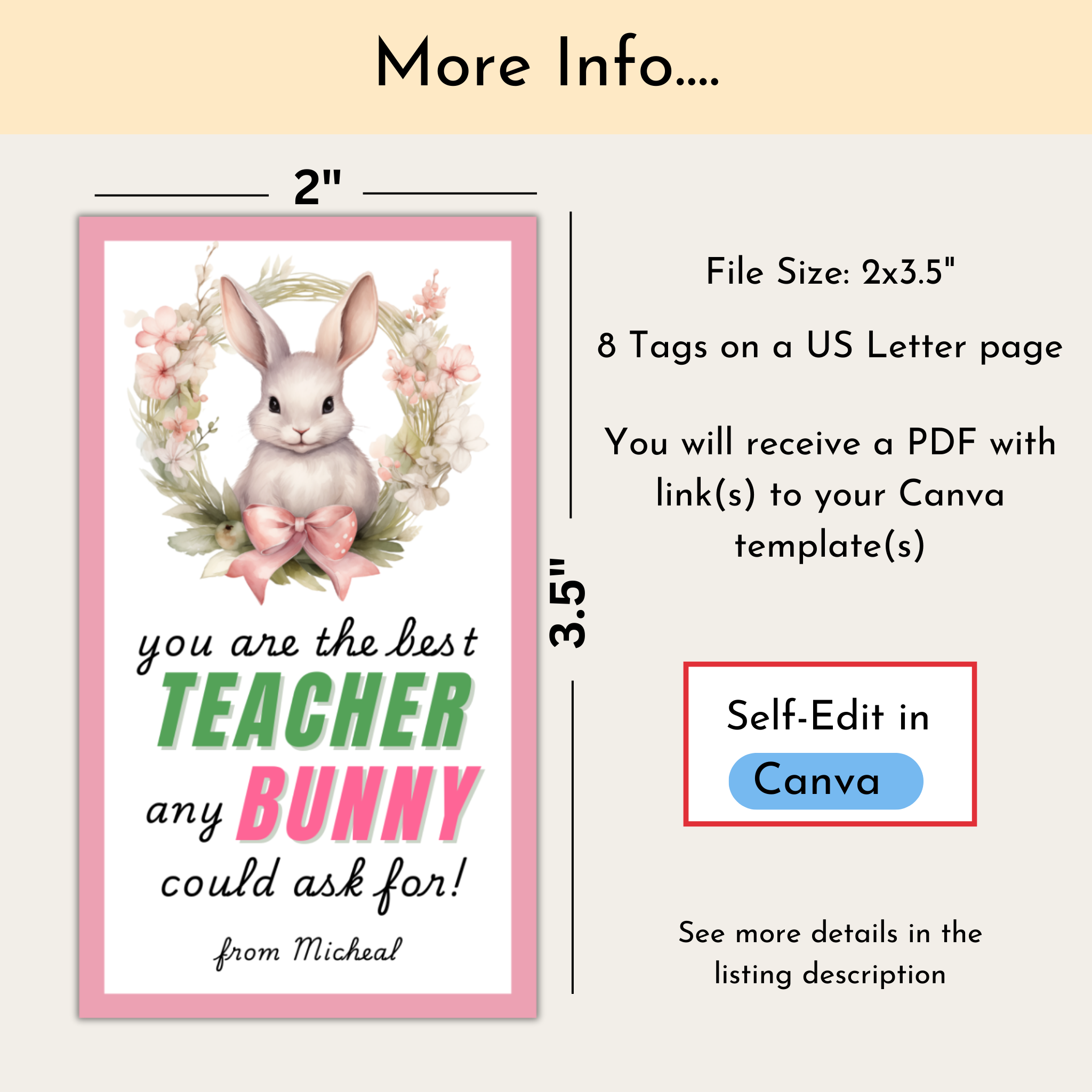 Teacher Easter Gift Tags | Editable